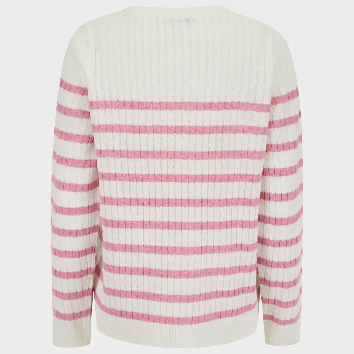 Ladies Striped Cable Knit Jumper