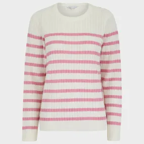 Ladies Striped Cable Knit Jumper