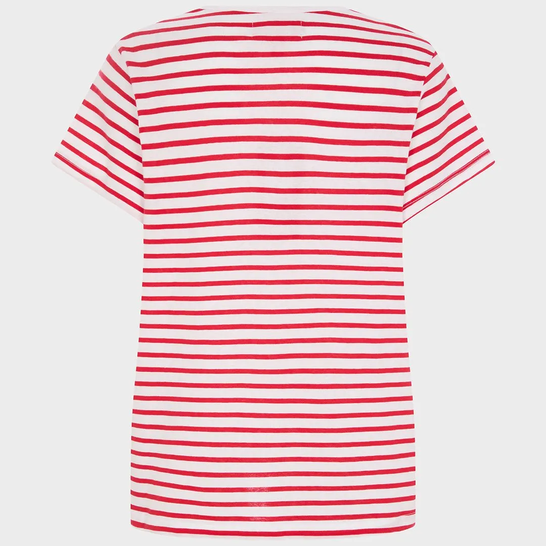 Ladies Striped Vneck T-Shirt