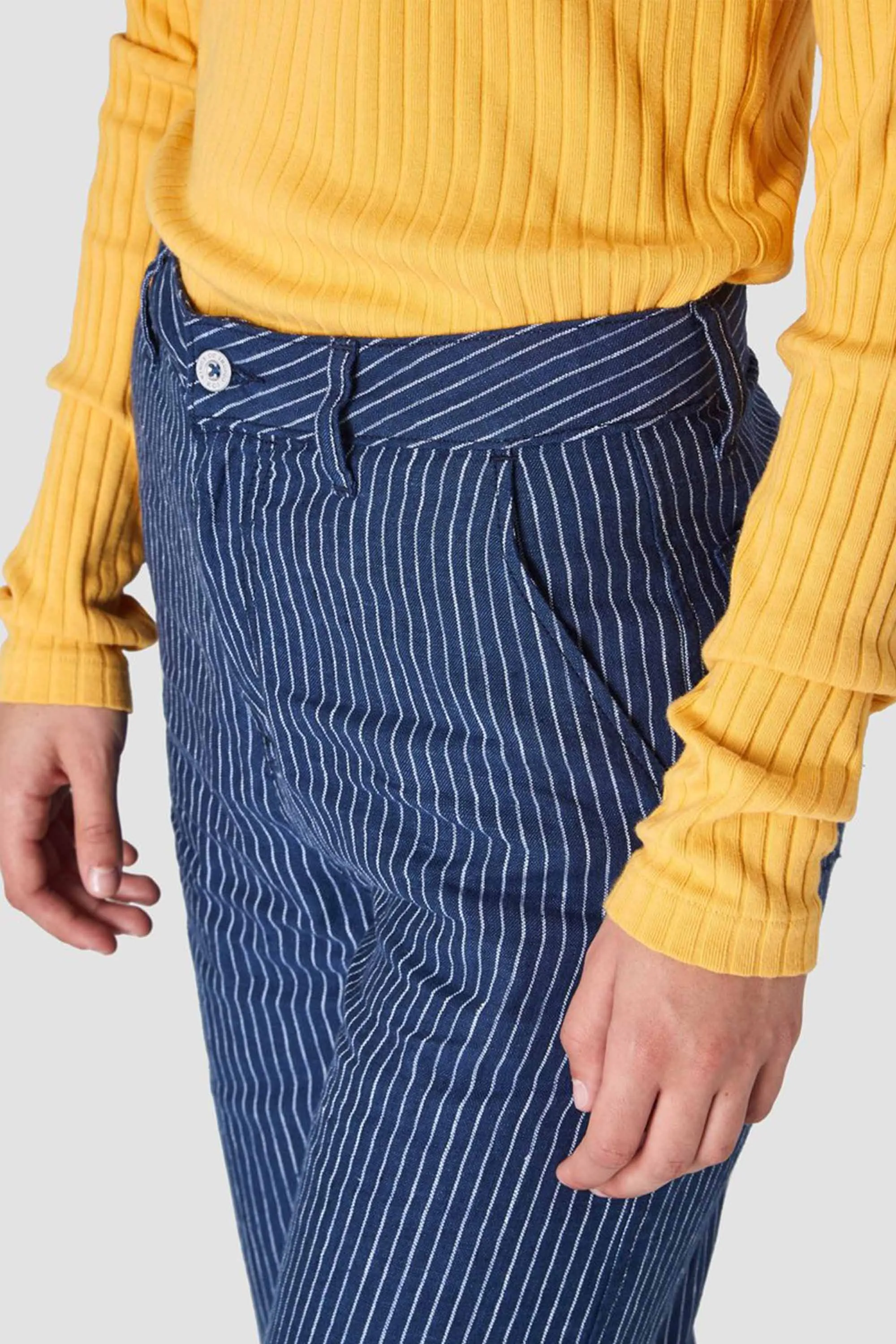 leila striped linen pants navy