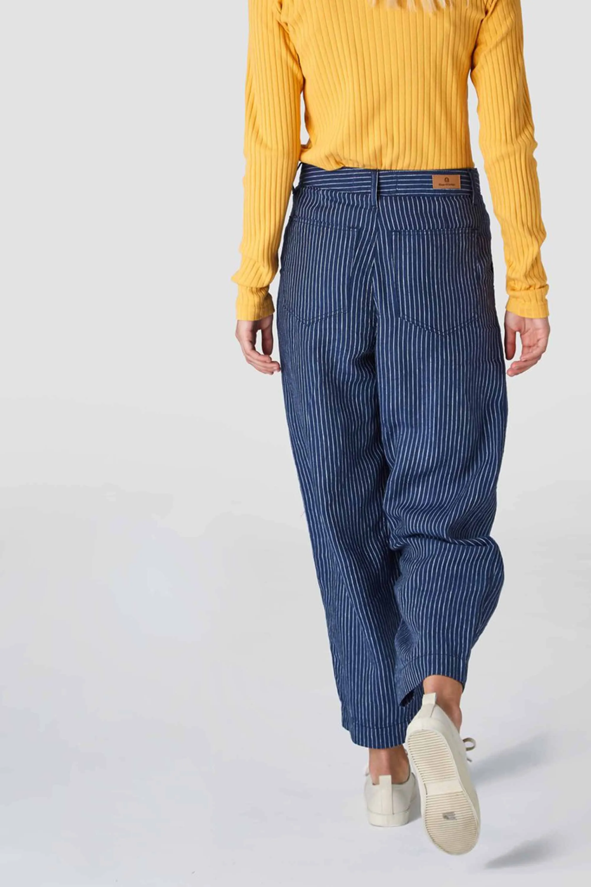 leila striped linen pants navy