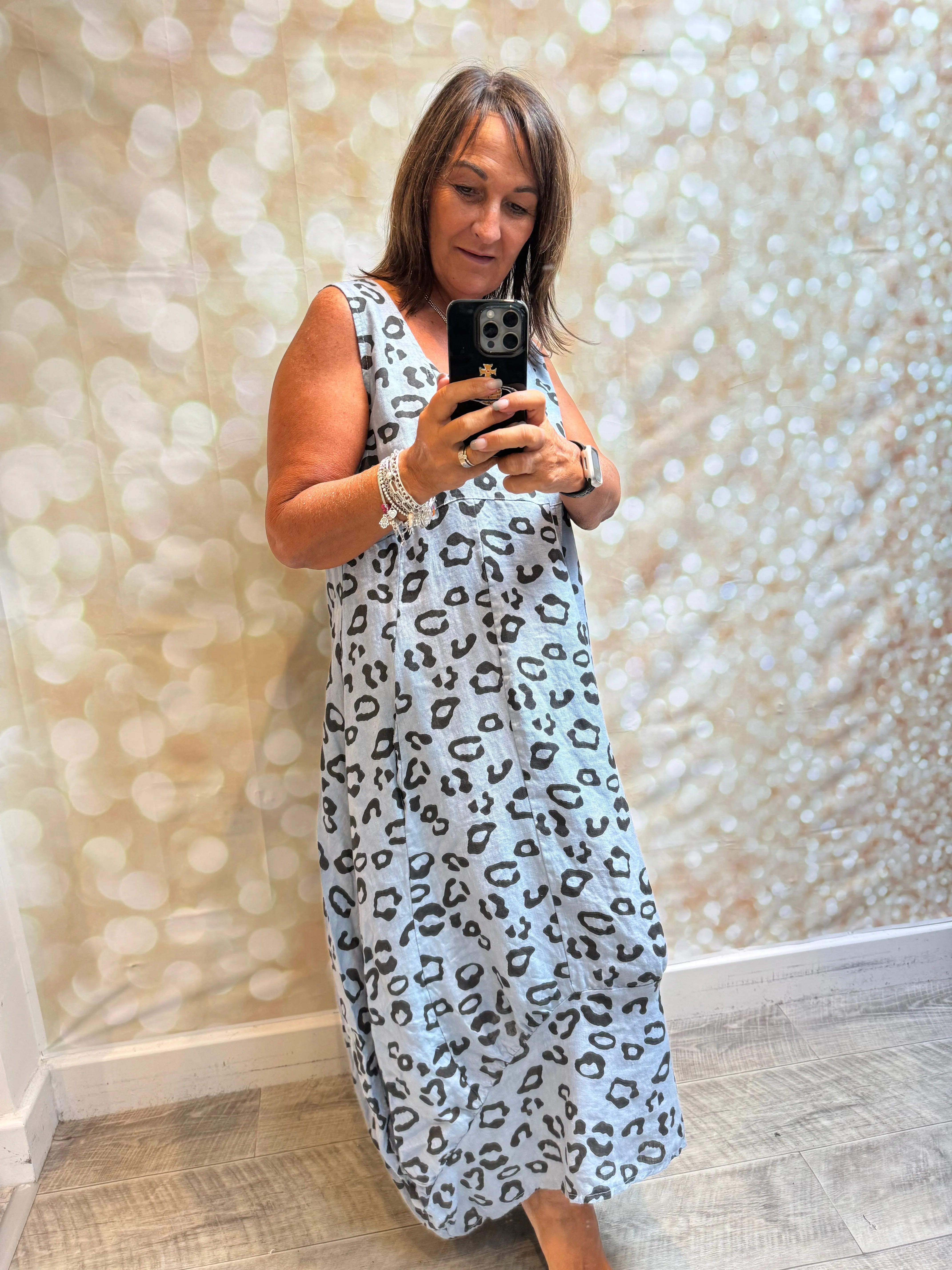 Leopard Linen  maxi dress