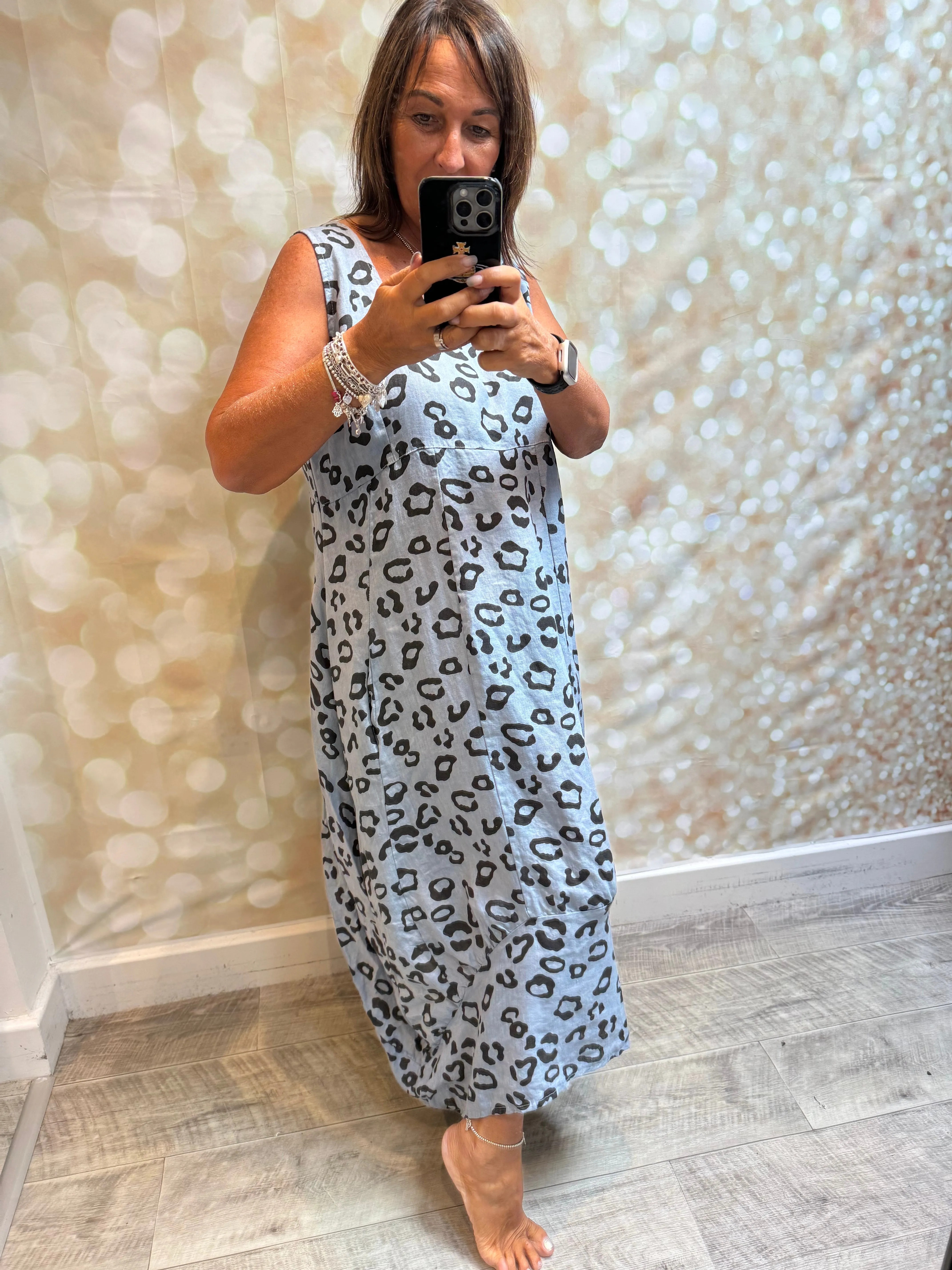 Leopard Linen  maxi dress