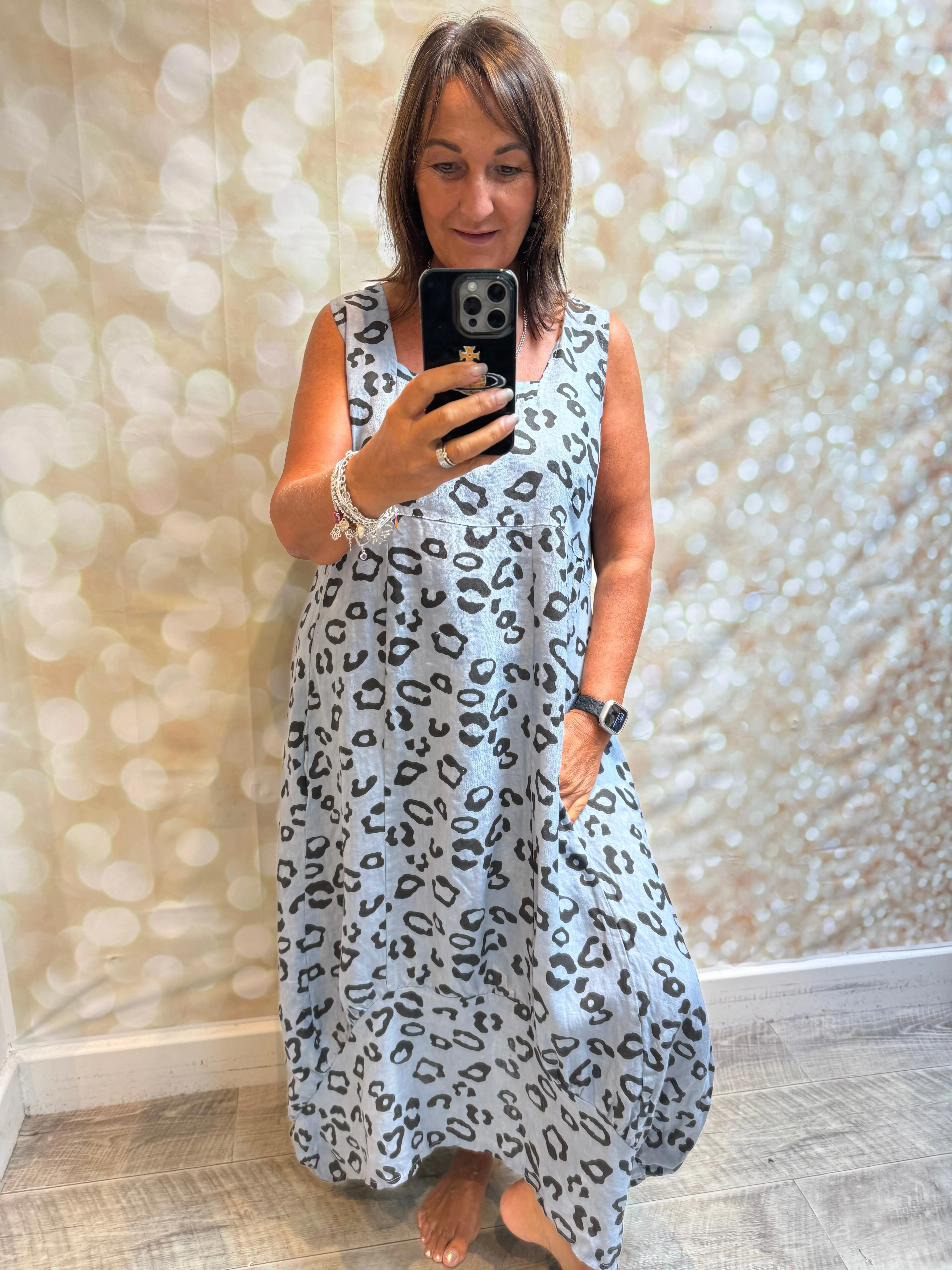 Leopard Linen  maxi dress