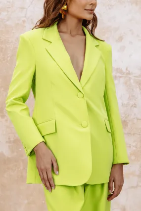 LIANA Tailored Masculine Blazer In Chartreuse