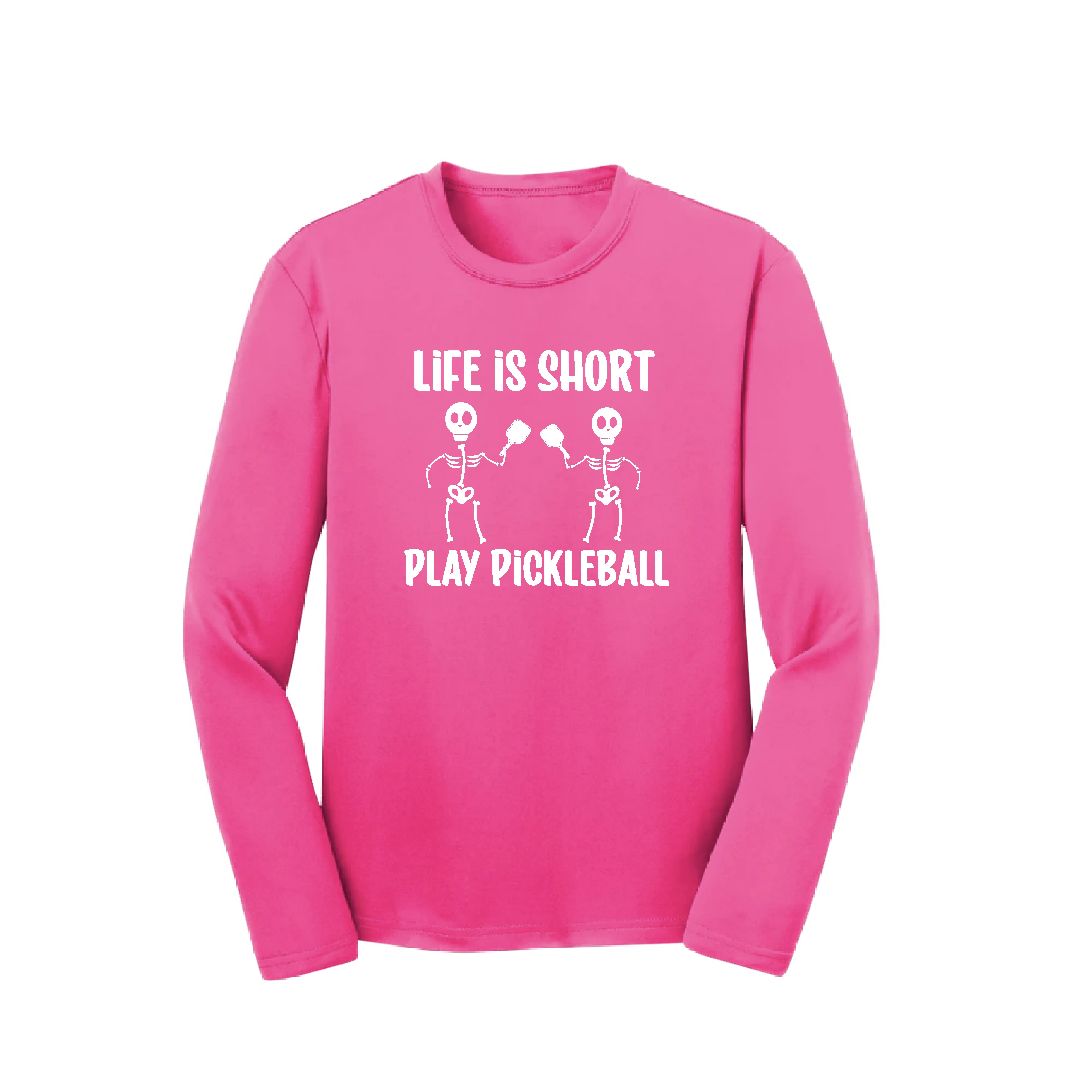 Life is Short Skeletons | Youth Long Sleeve Pickleball Shirts | 100% Polyester