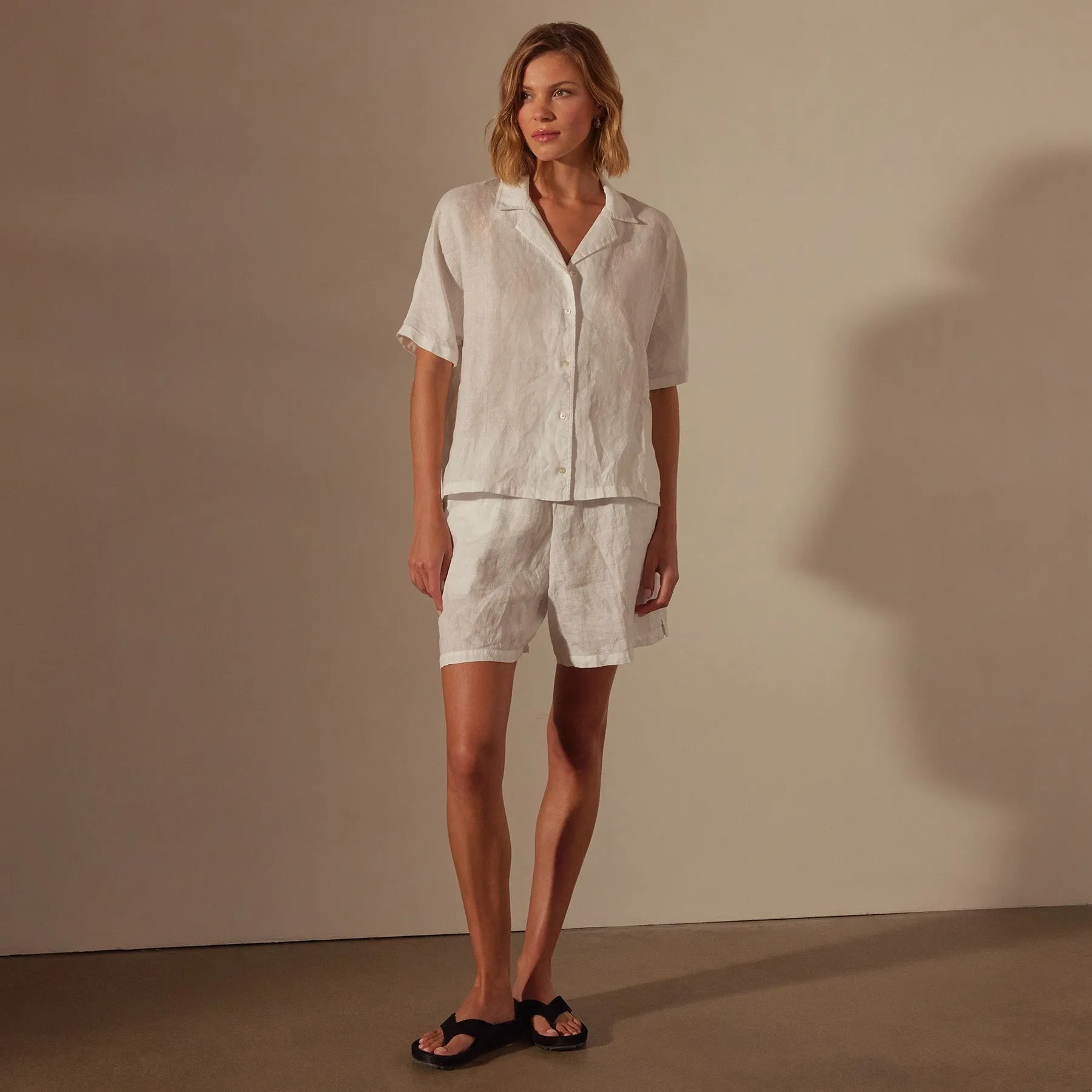 Lightweight Linen Boxy Shirt - White