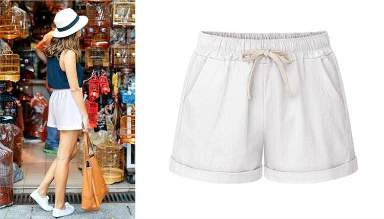 LINEN DRAWSTRING TROUSER SHORTS