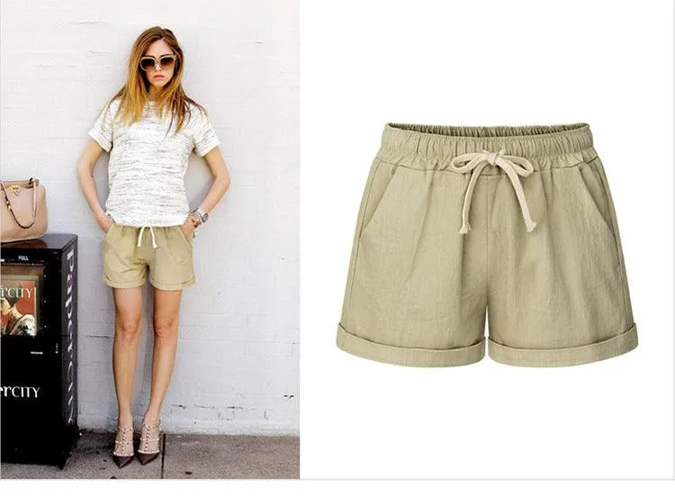 LINEN DRAWSTRING TROUSER SHORTS