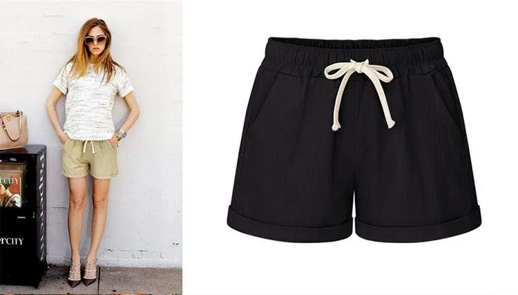 LINEN DRAWSTRING TROUSER SHORTS