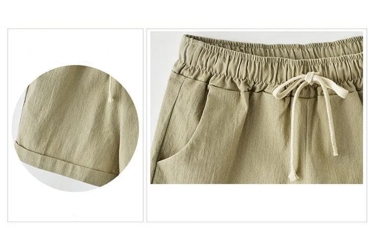 LINEN DRAWSTRING TROUSER SHORTS