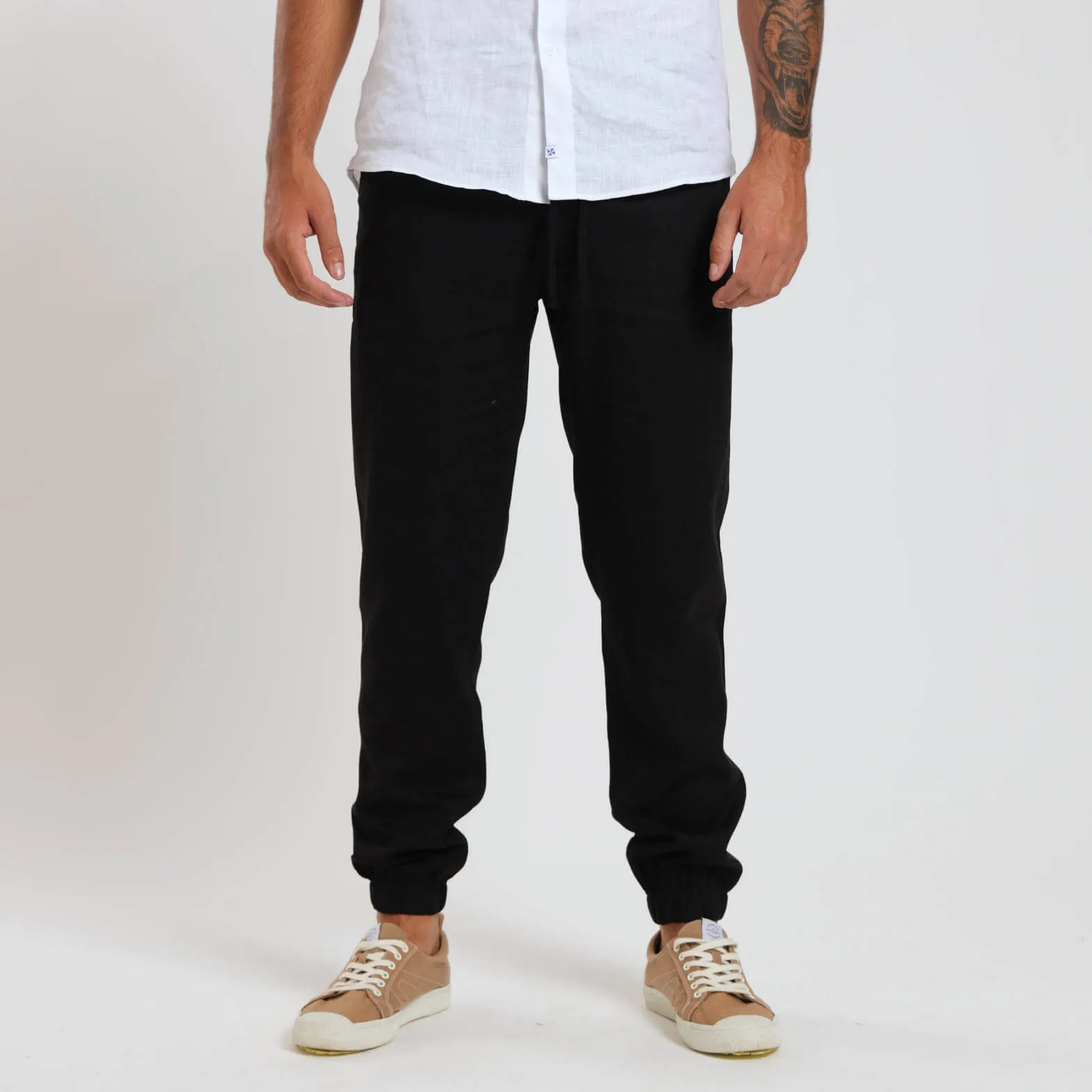 Linen Joggers | Black