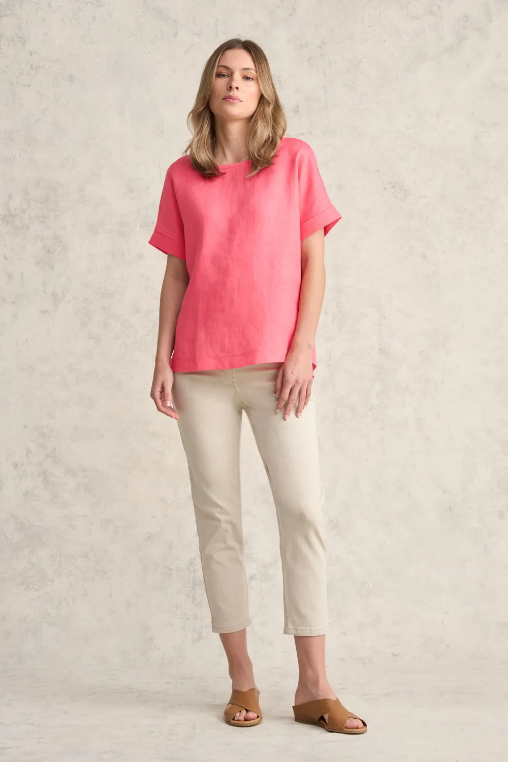 Linen Mix Top - Coral