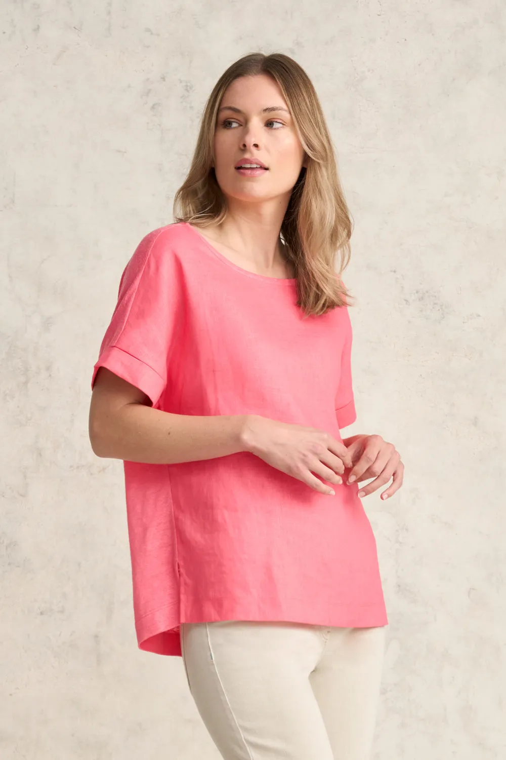 Linen Mix Top - Coral