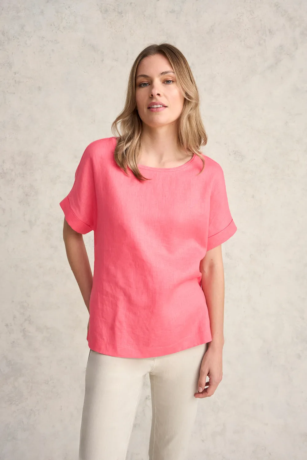 Linen Mix Top - Coral