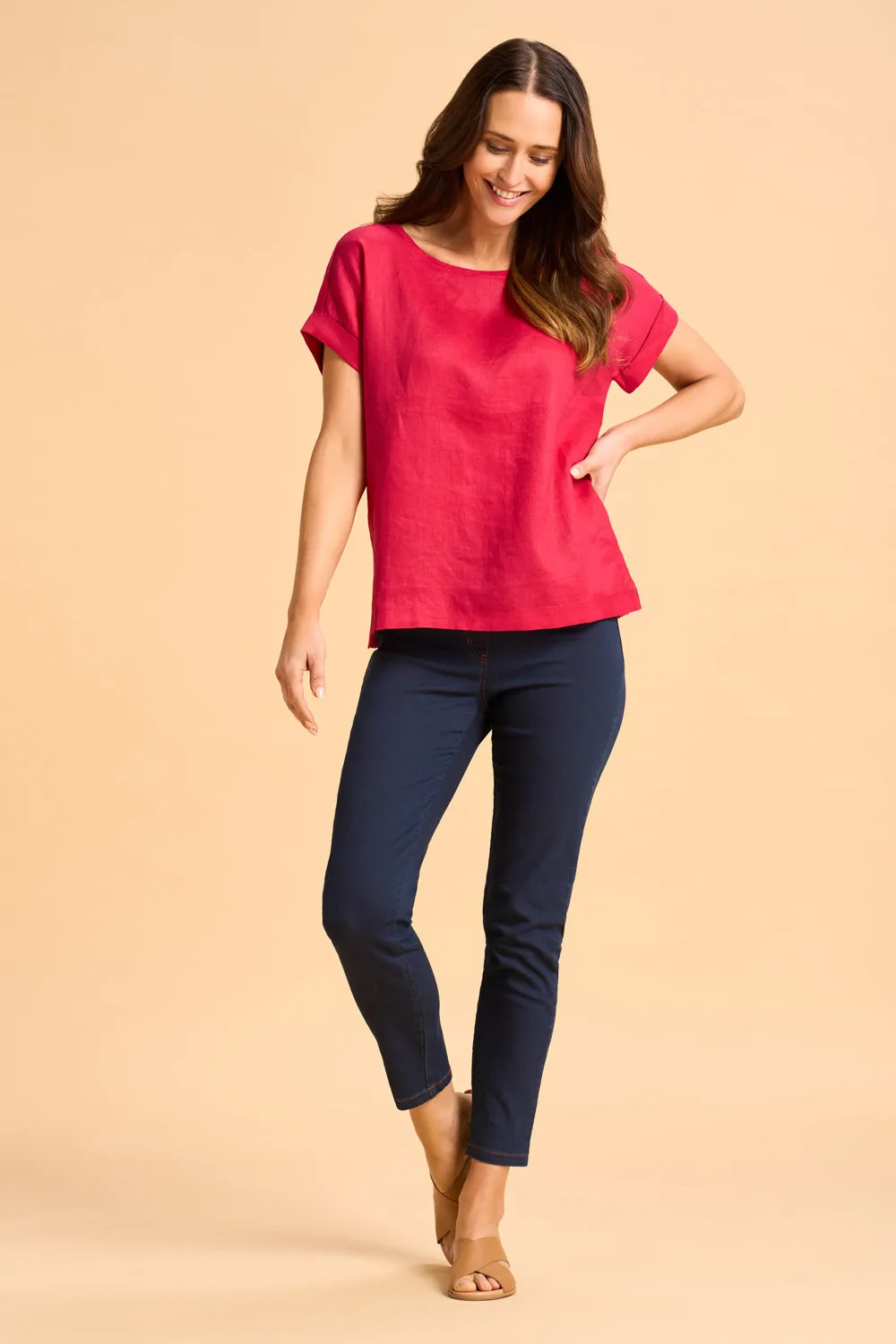 Linen Mix Top - Rouge