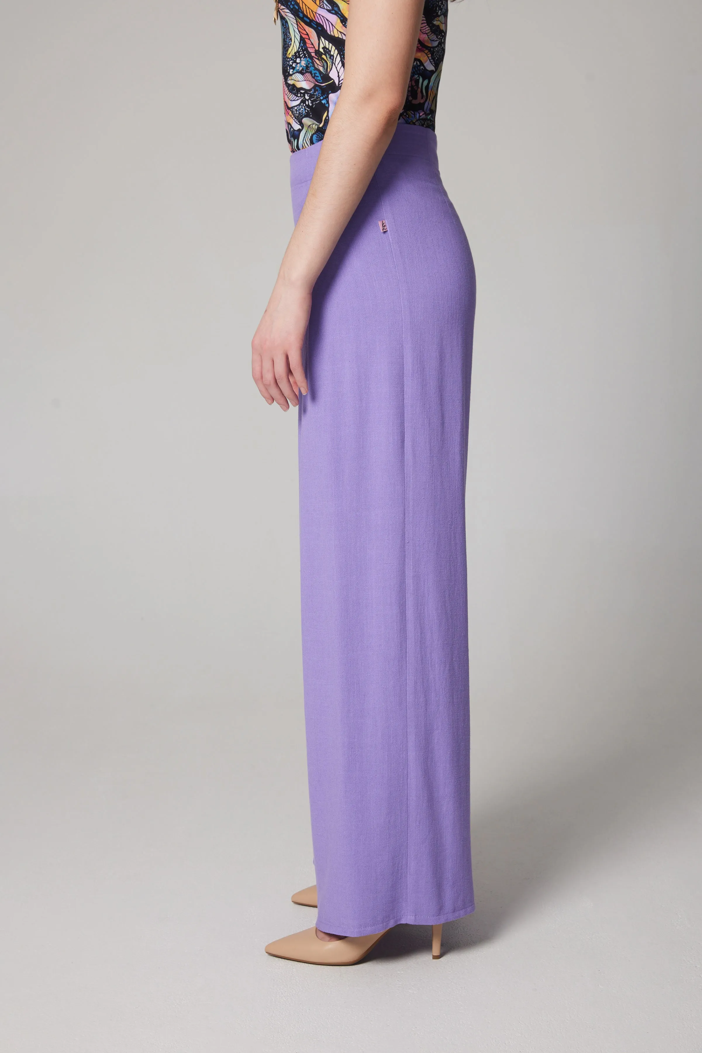 Linen Palazzo Pant - Lavender