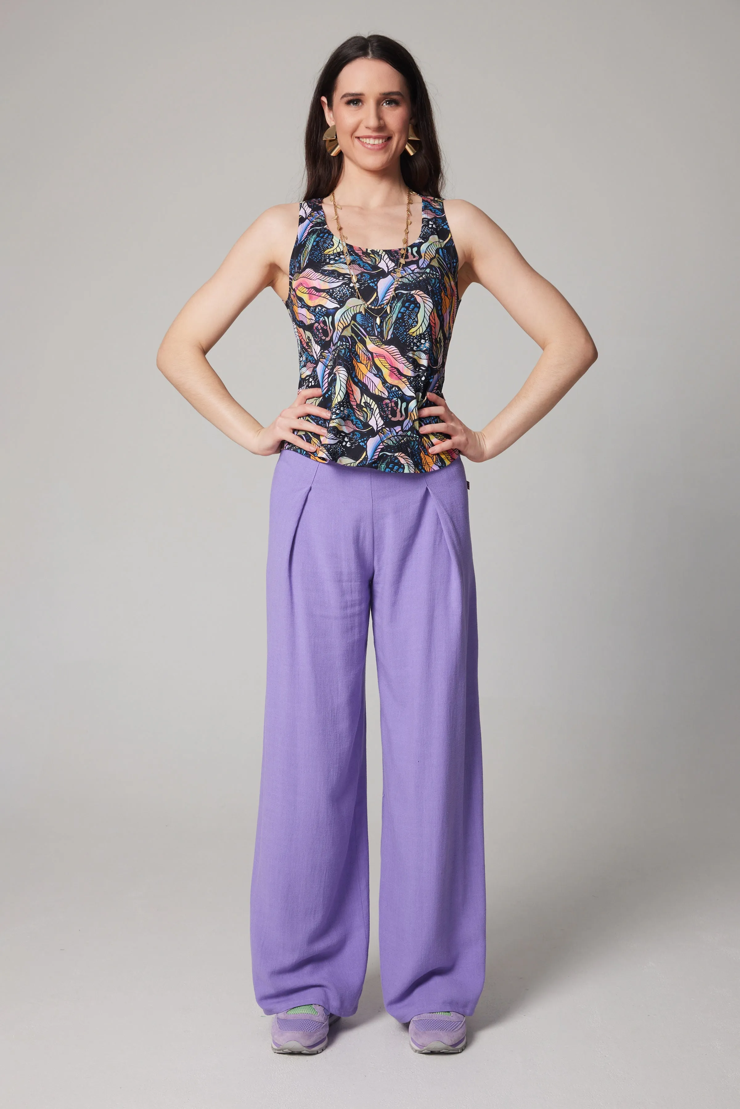 Linen Palazzo Pant - Lavender