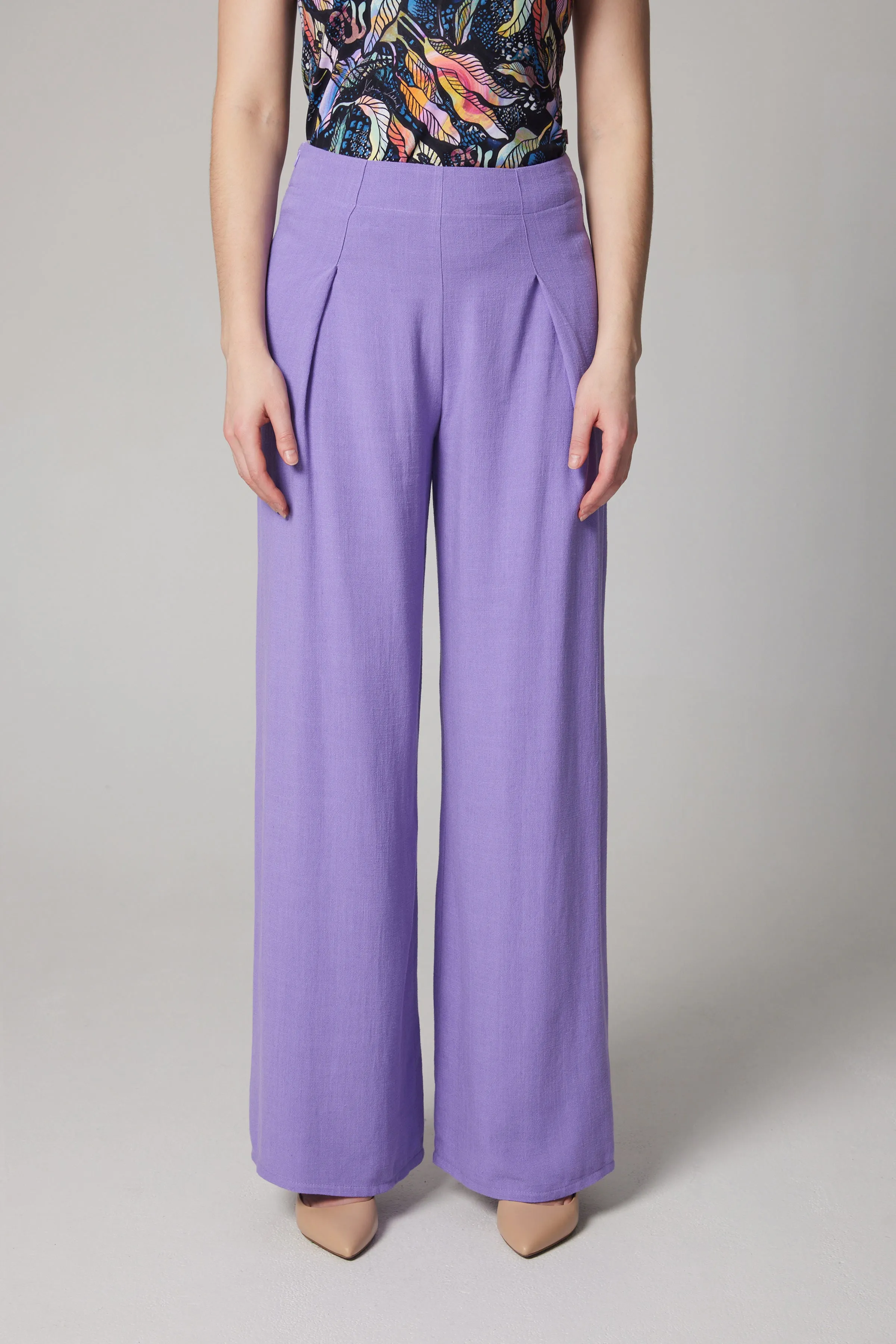 Linen Palazzo Pant - Lavender