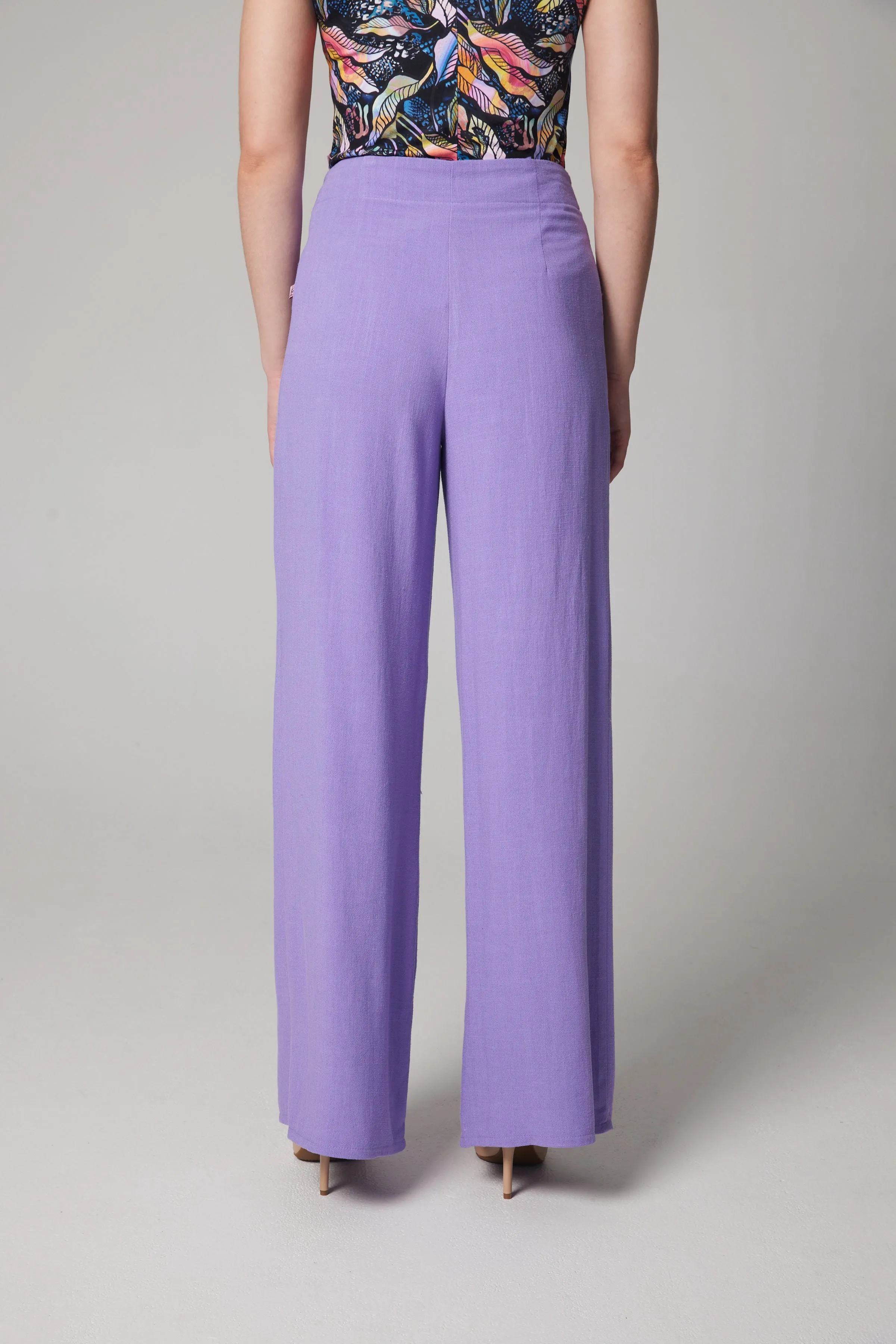 Linen Palazzo Pant - Lavender