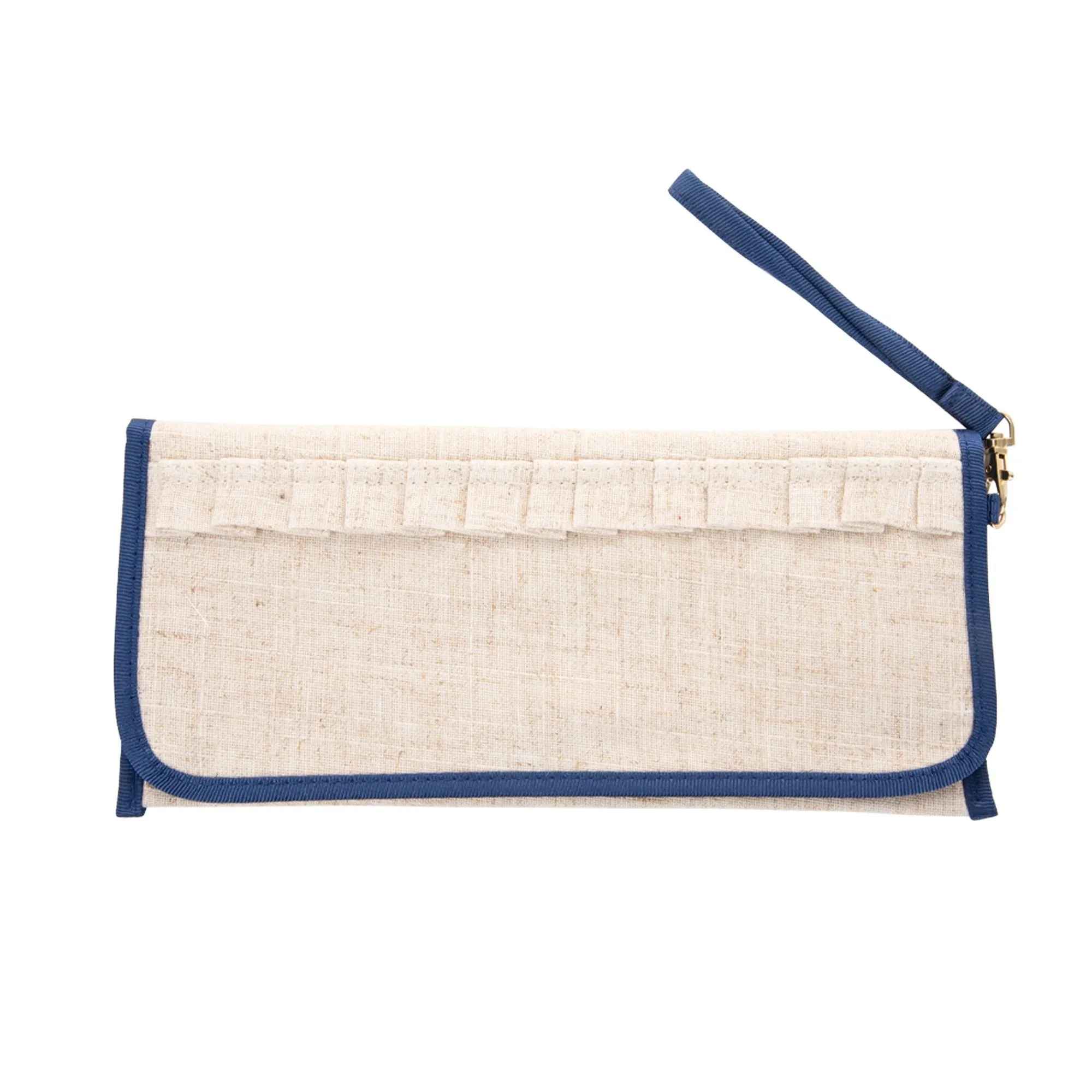 Linen Ruffle Clutch with Wristlet