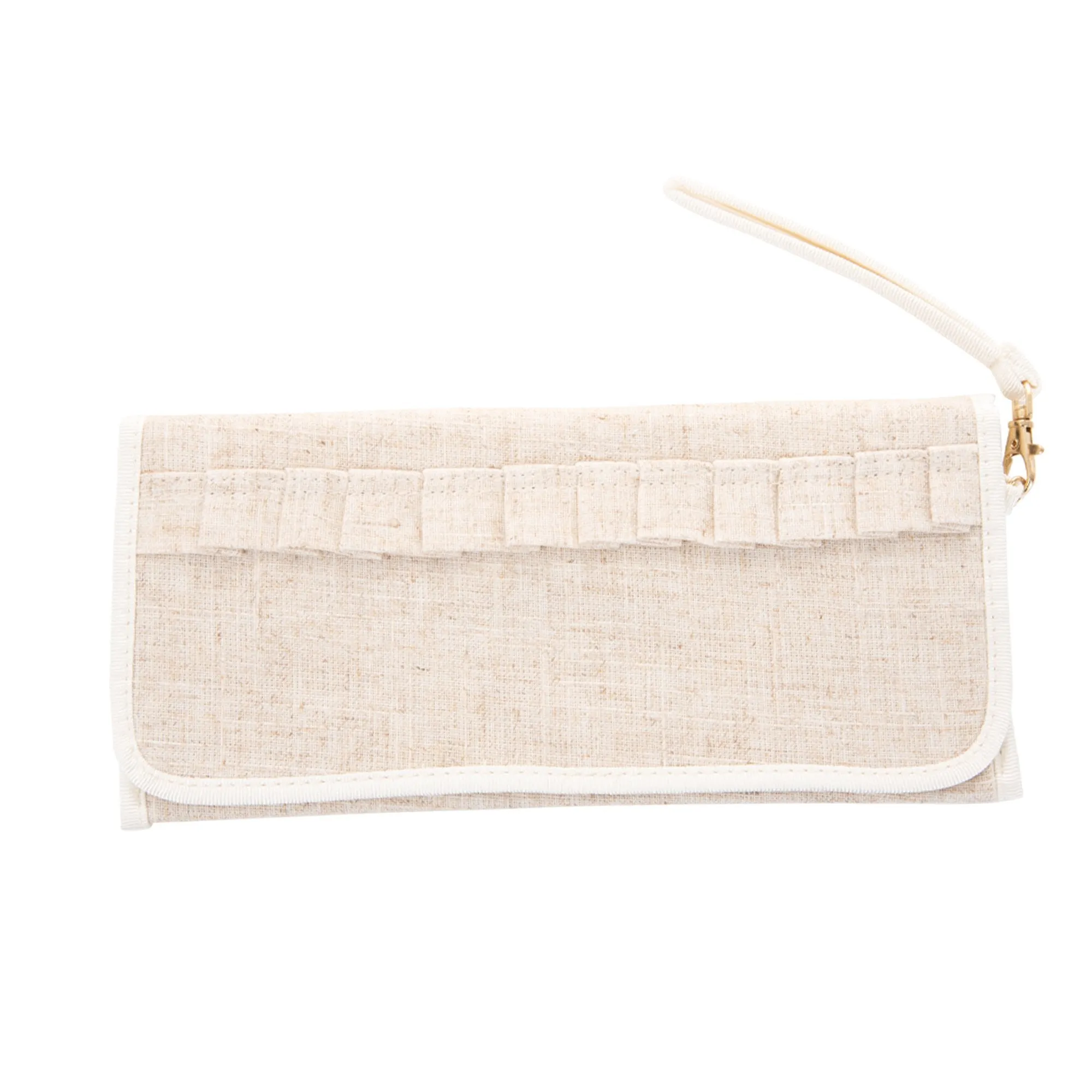 Linen Ruffle Clutch with Wristlet