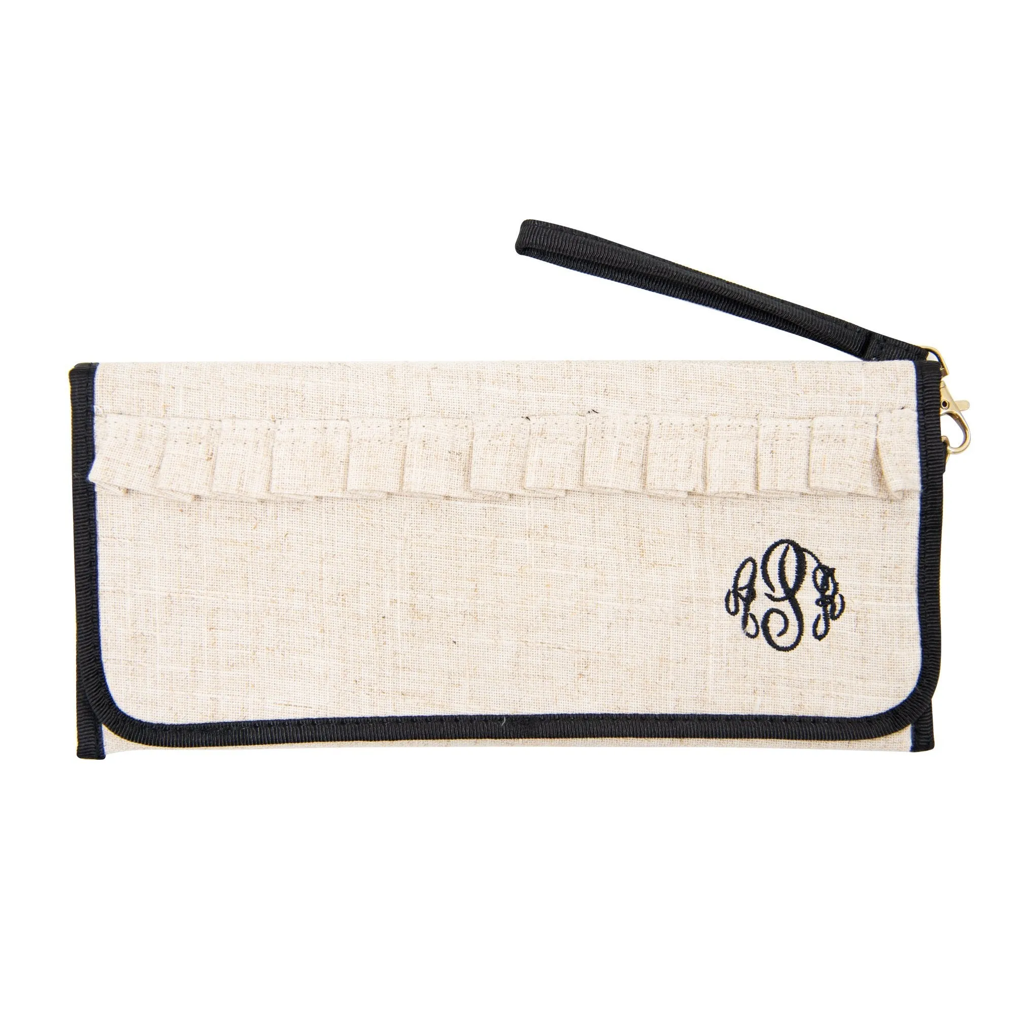 Linen Ruffle Clutch with Wristlet