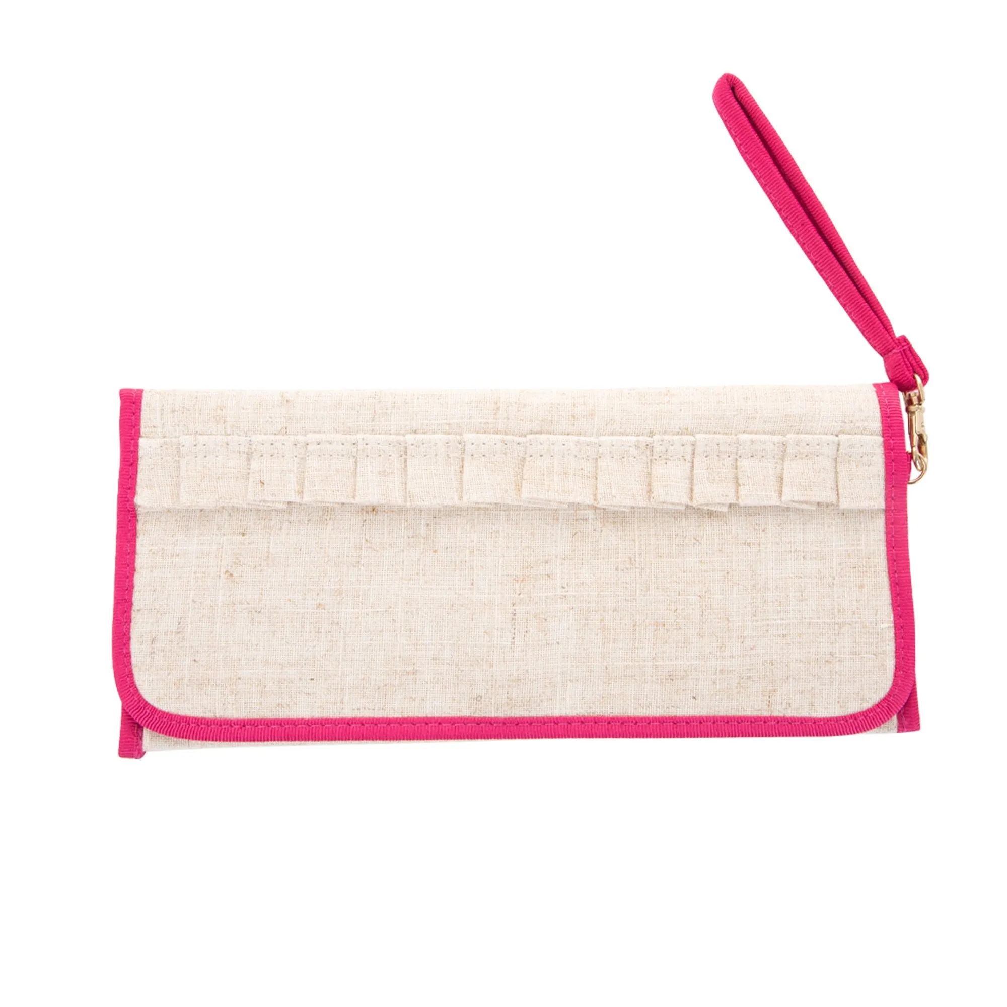 Linen Ruffle Clutch with Wristlet