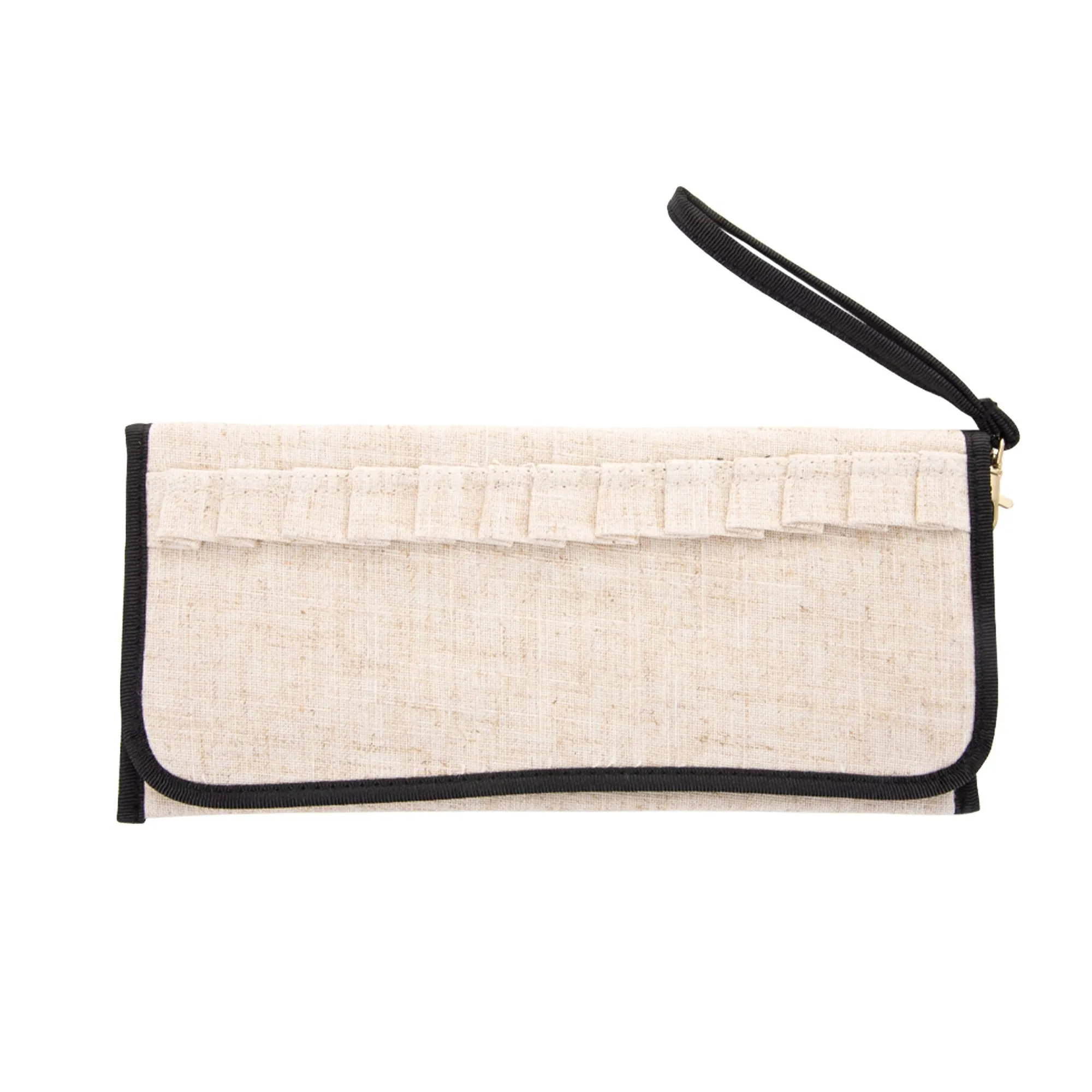 Linen Ruffle Clutch with Wristlet