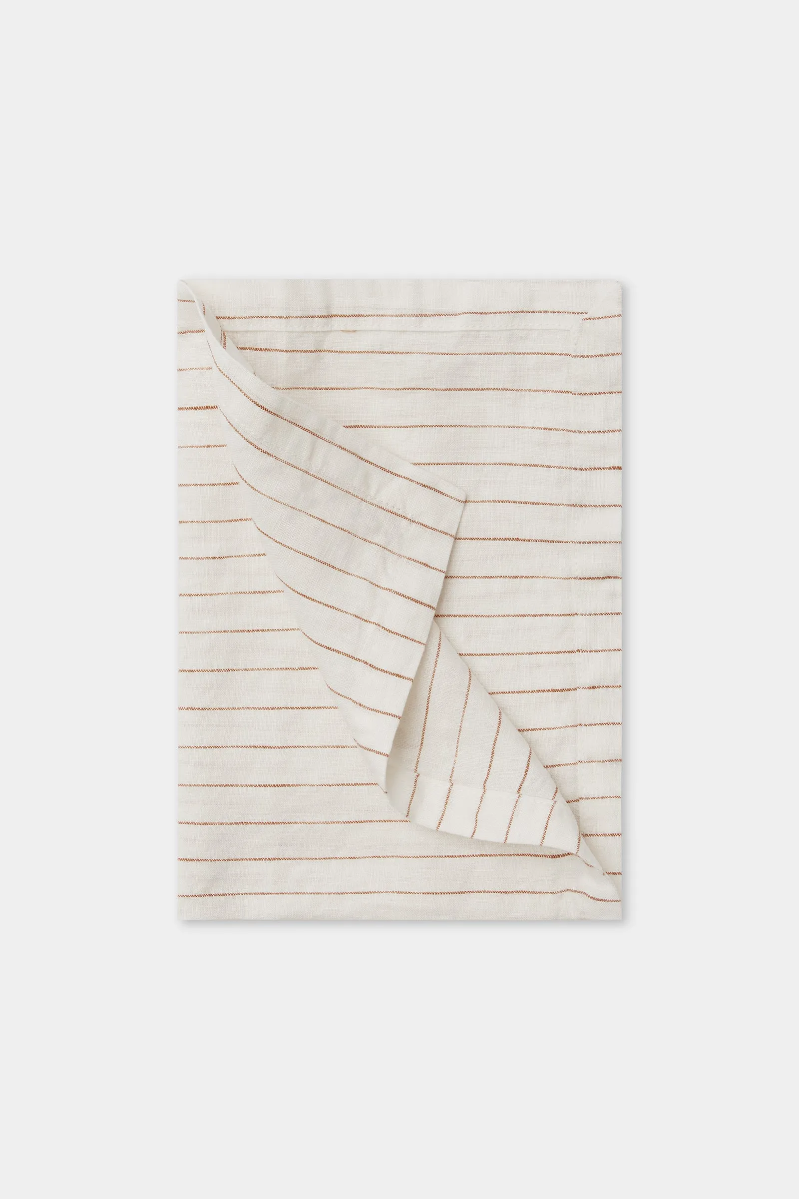 Linen Tea Towel Tobacco Pinstripe