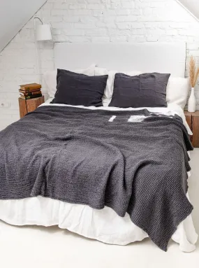 Linen Waffle Blanket - Charcoal