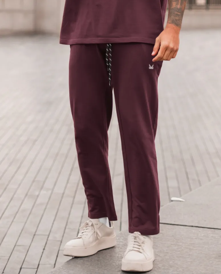 LooseFit Baggy Cotton Terry Trouser - Wine