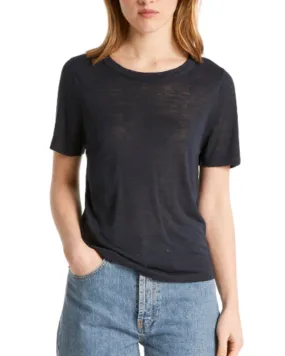 Lucie Linen/Silk Tee (Navy)