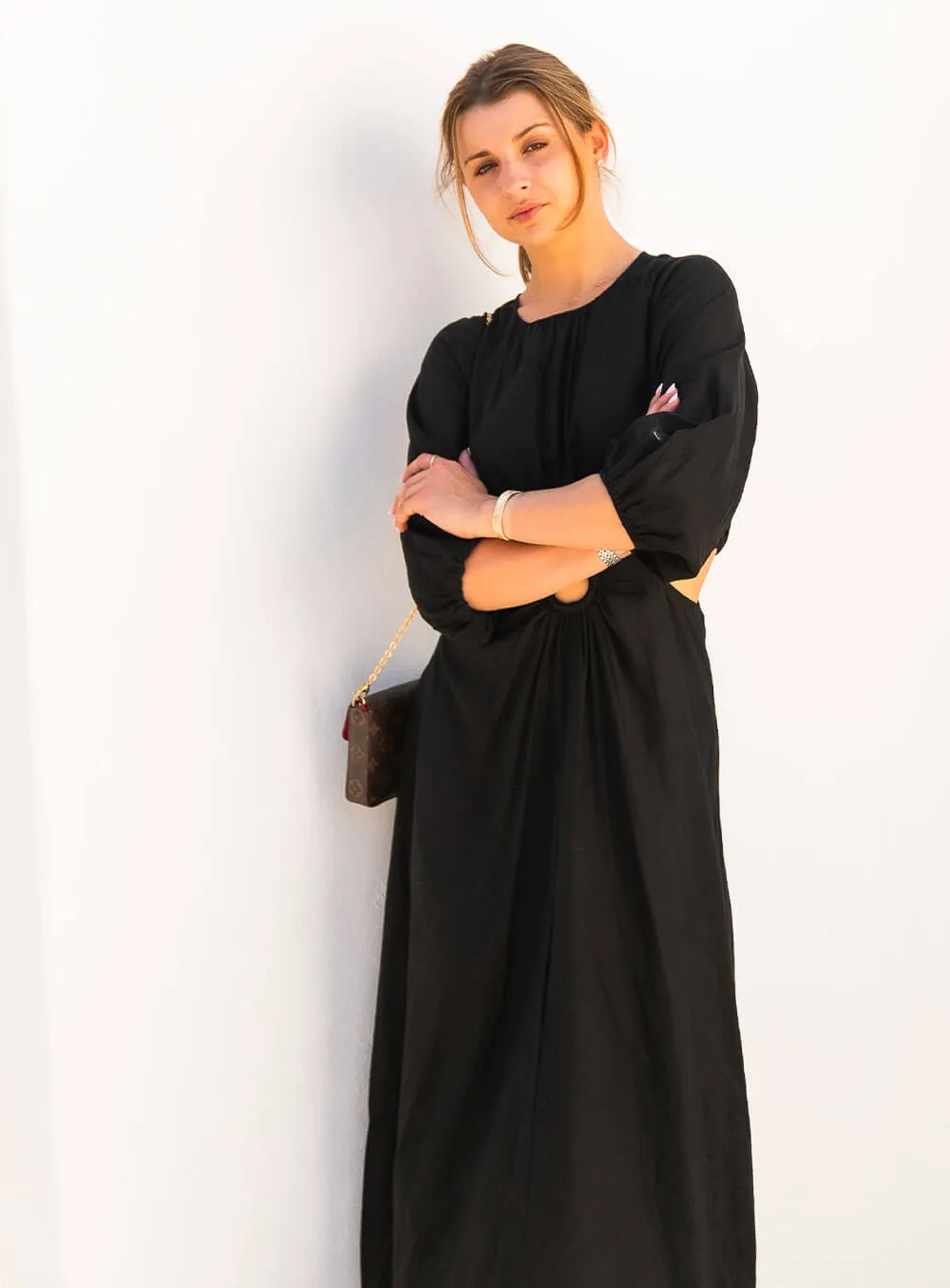 Margot Linen Dress-Black