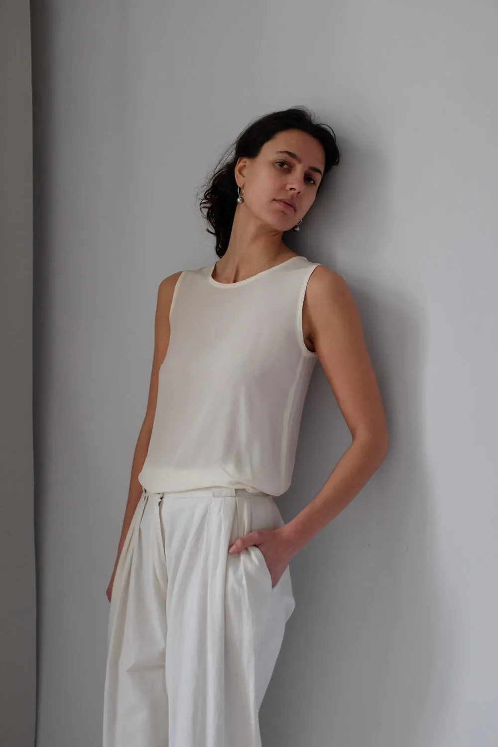 MAX MARA SILK CREAM TANKTOP