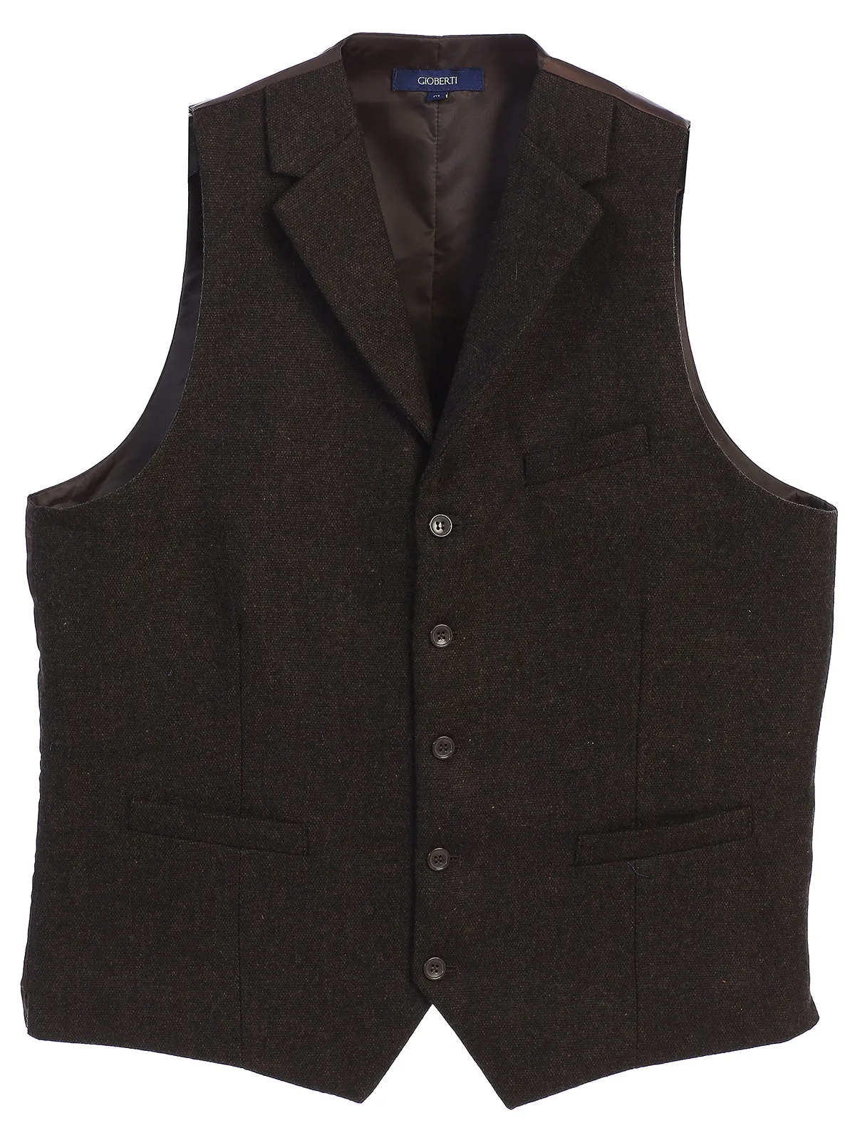 Men's 5 Button Tailored Collar Tweed Vest