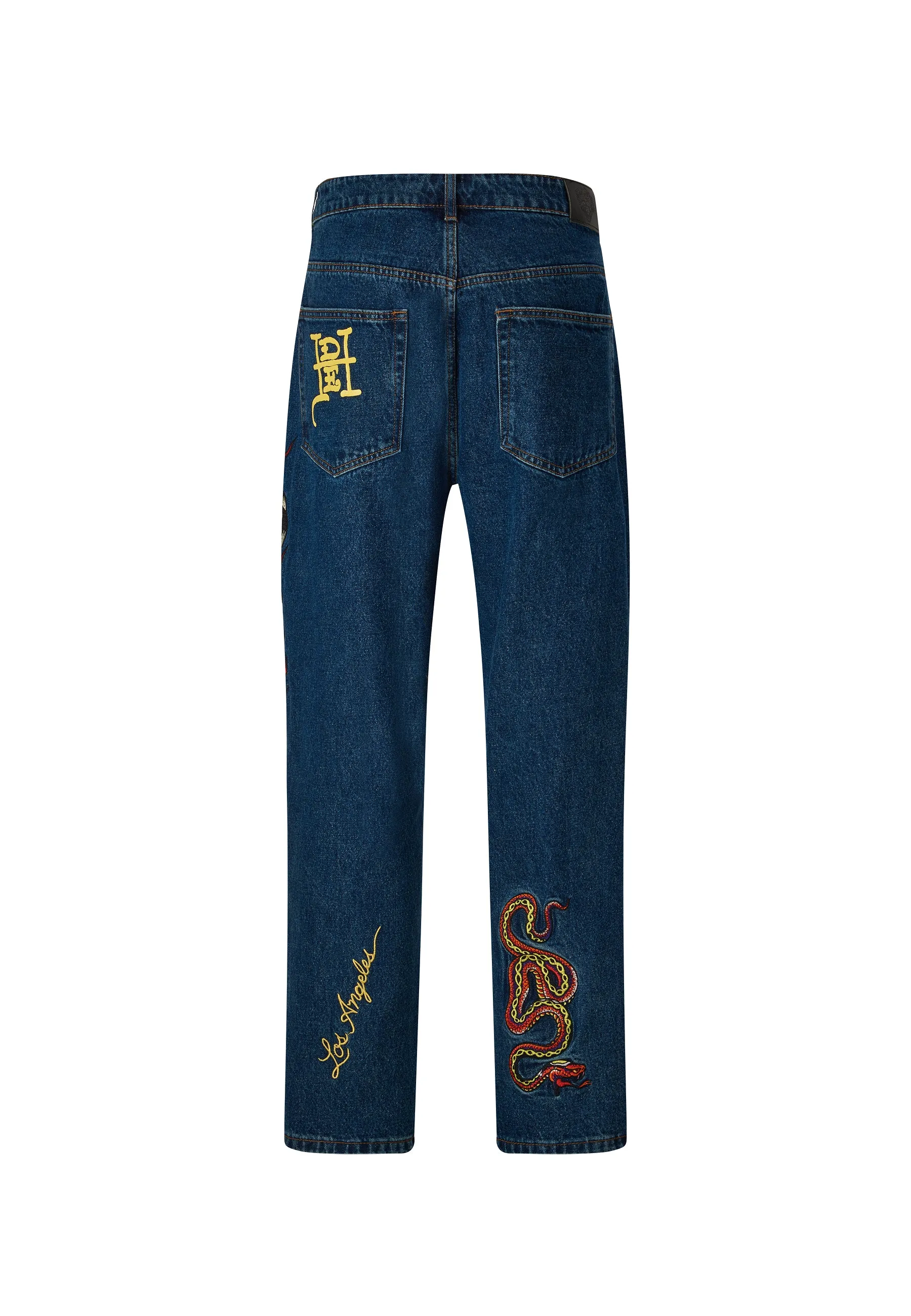 Mens Flamer-Snake Baggy Jeans - Indigo