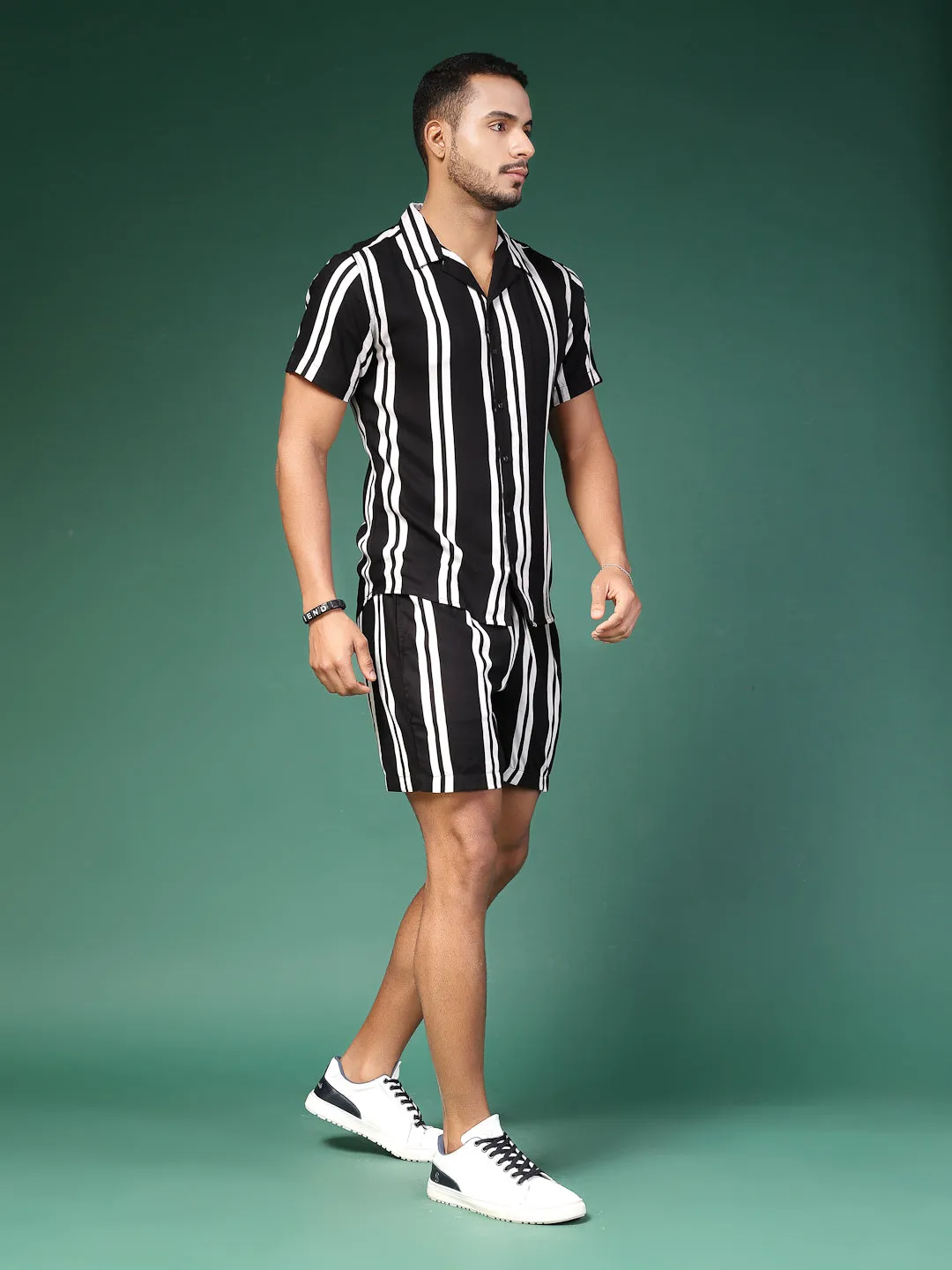 Men's Striped Rayon Co-Ords