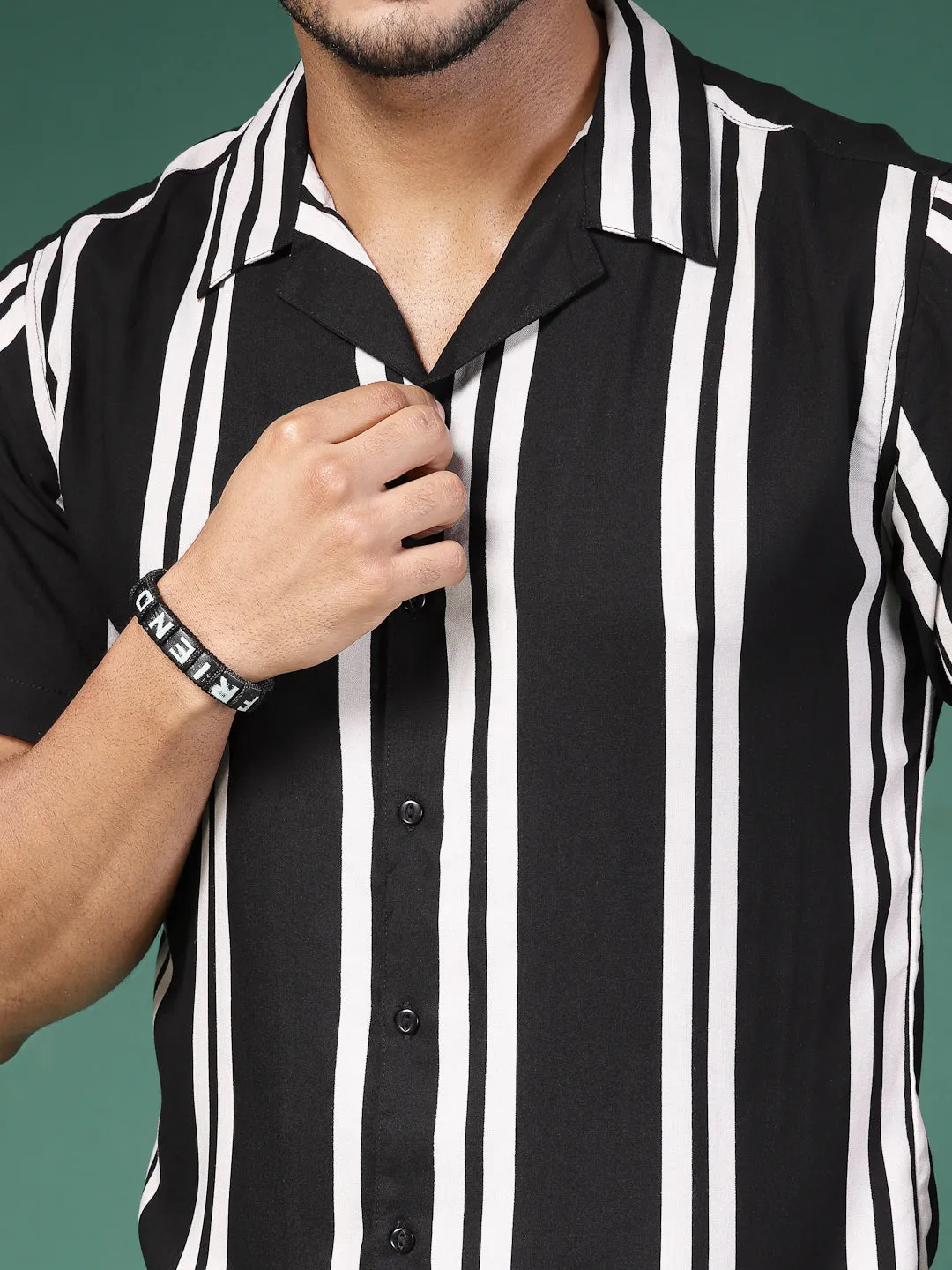 Men's Striped Rayon Co-Ords