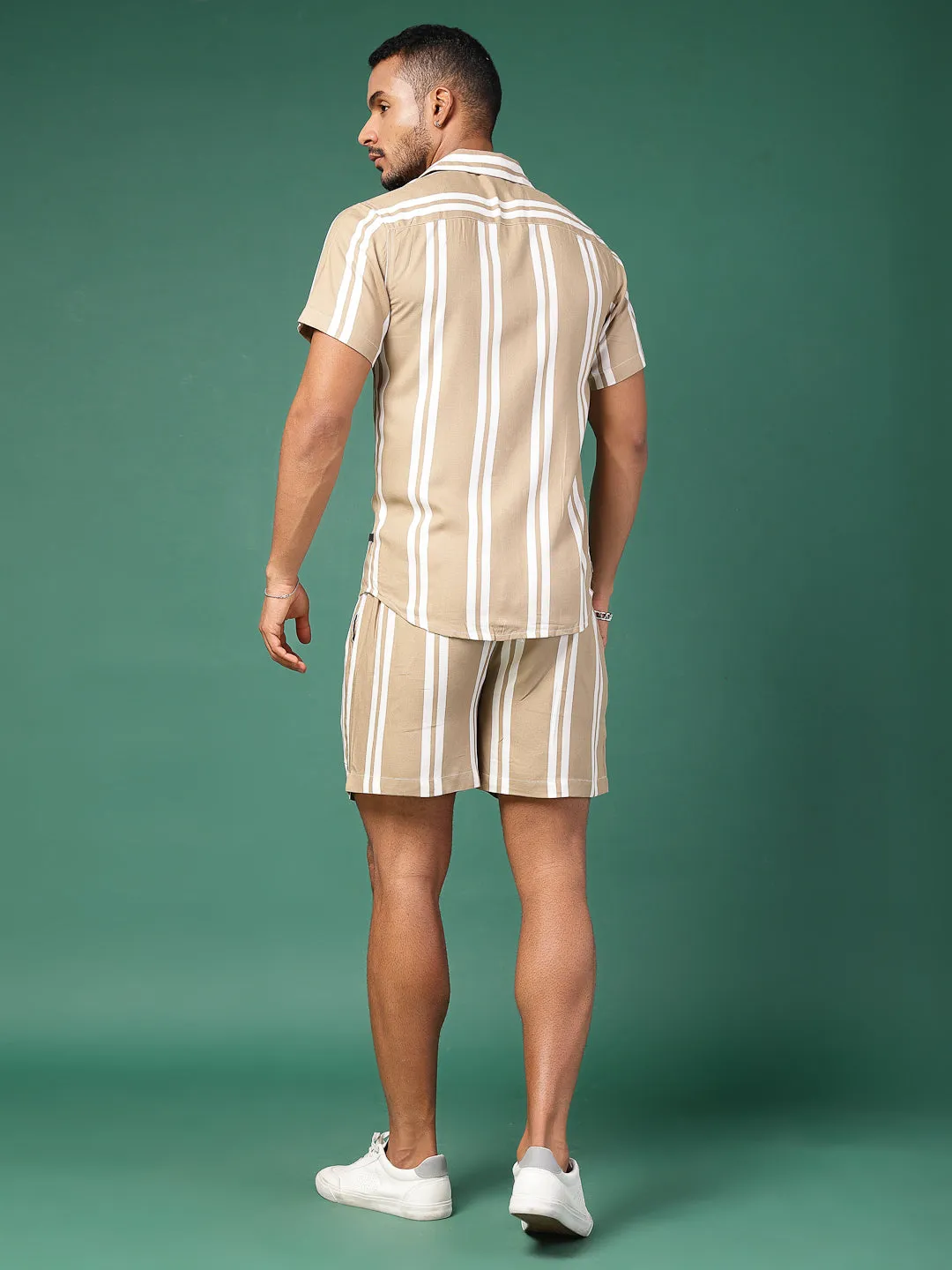 Men's Striped Rayon Co-Ords