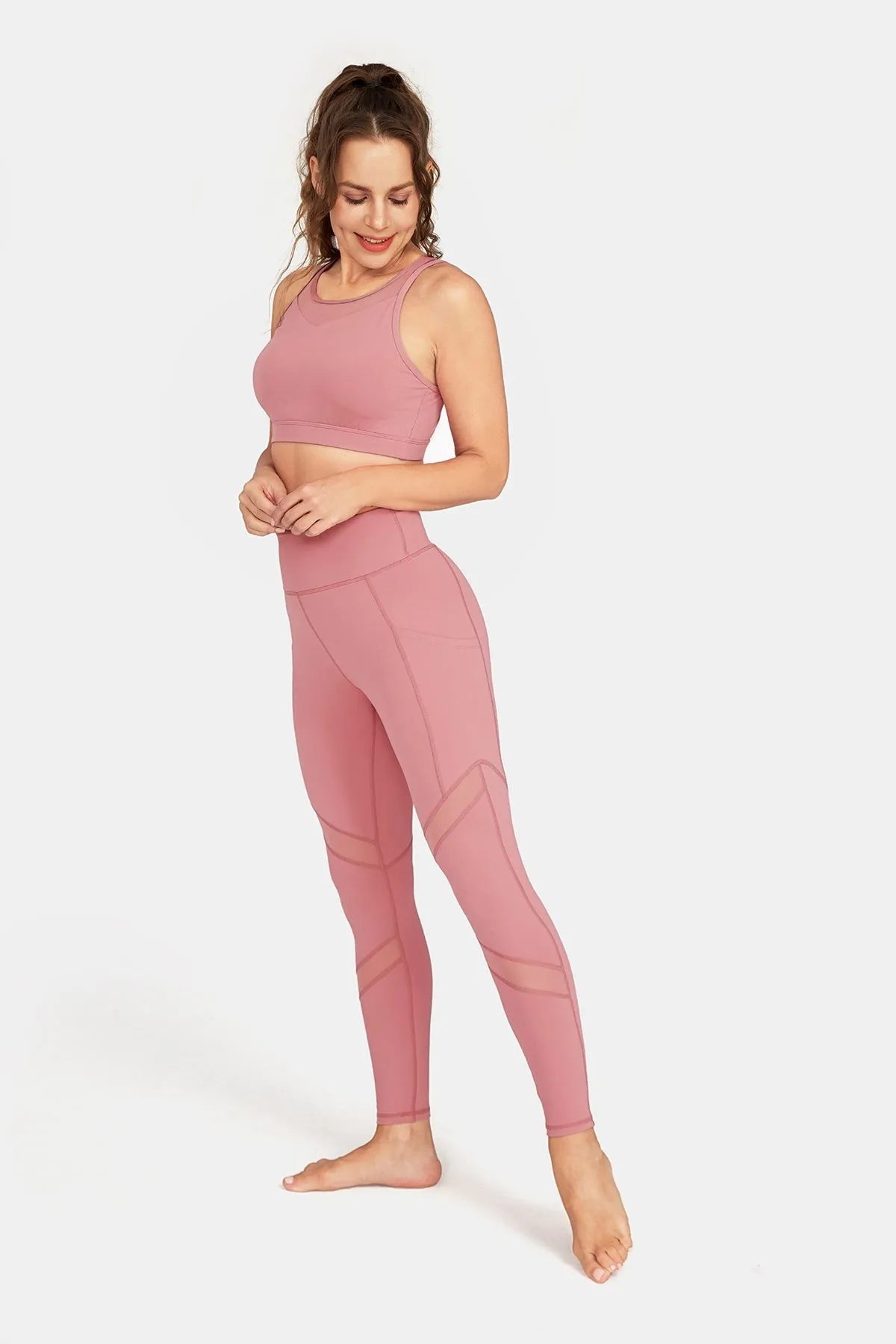 Mesh Panels High-Rise Tight Leggings