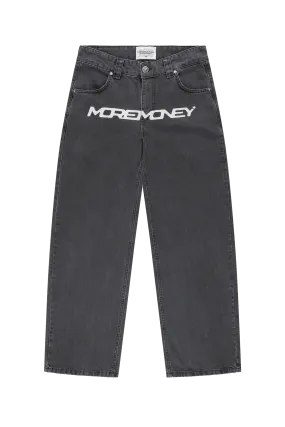 MORE MONEY LOGO BAGGY DENIM BLACK