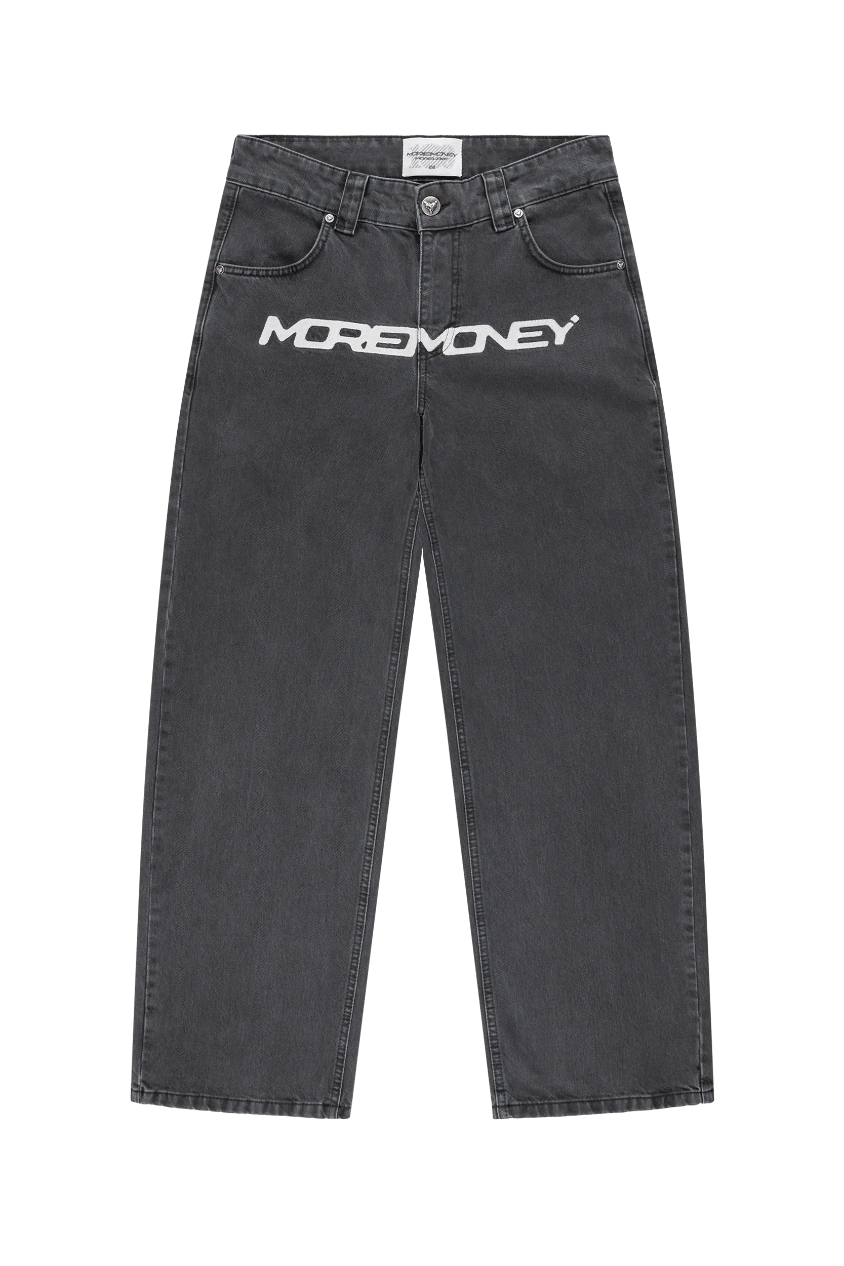 MORE MONEY LOGO BAGGY DENIM BLACK