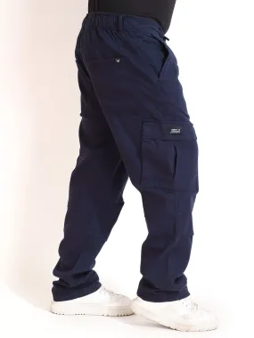 Navy Cotton Drill Baggy Fit Cargo