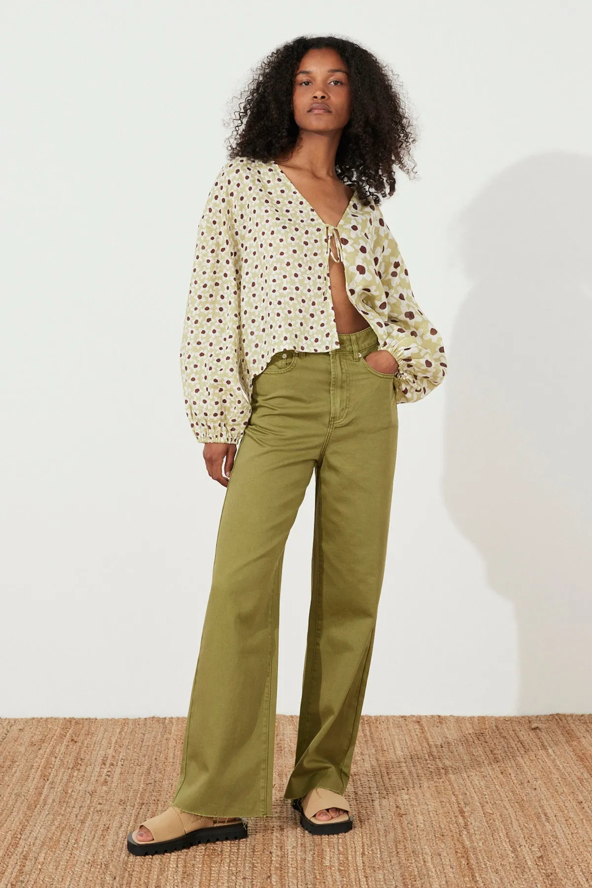 Olive Daisy Linen Shirt