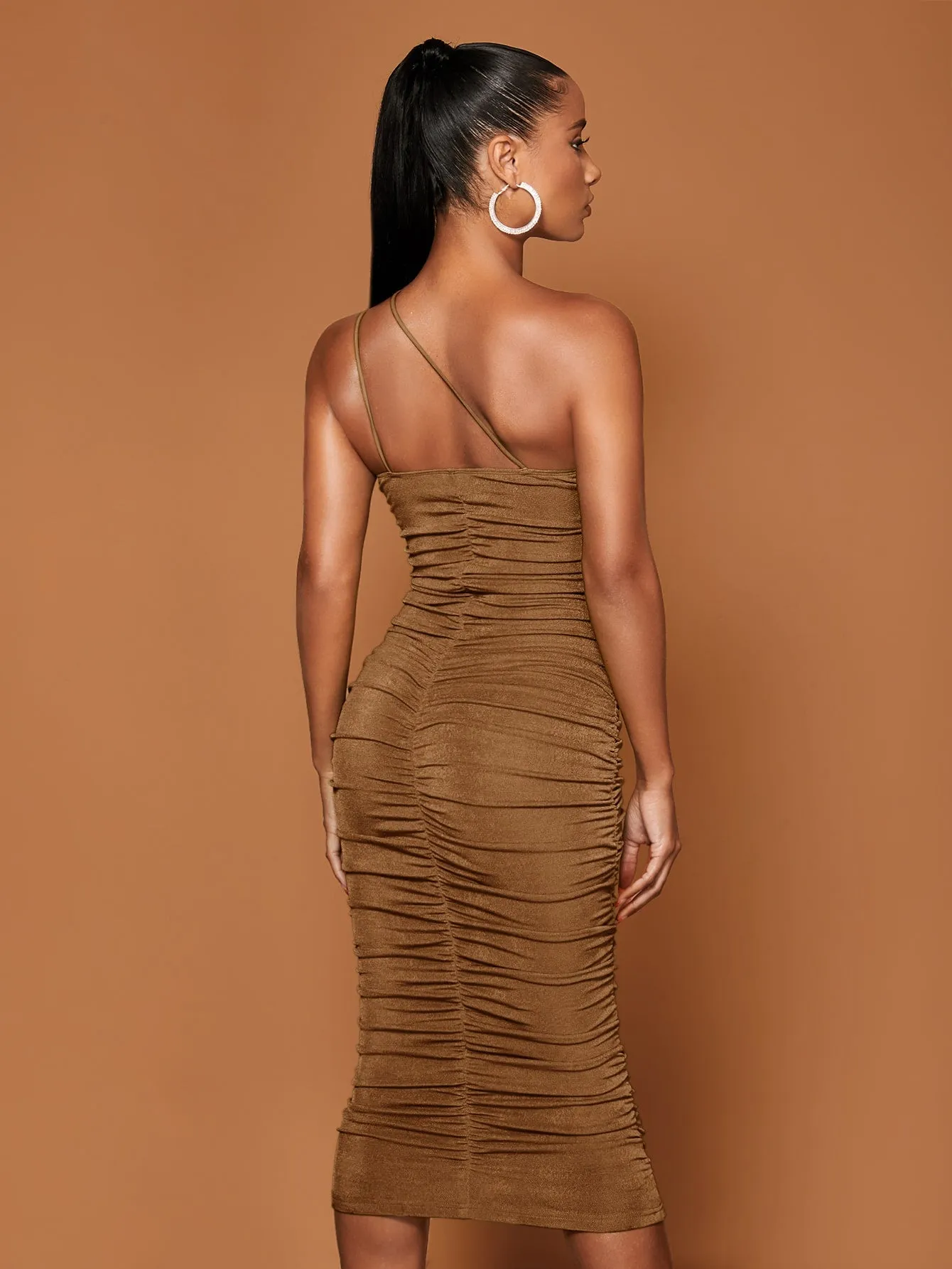 One Shoulder Ruched Bodycon Dress