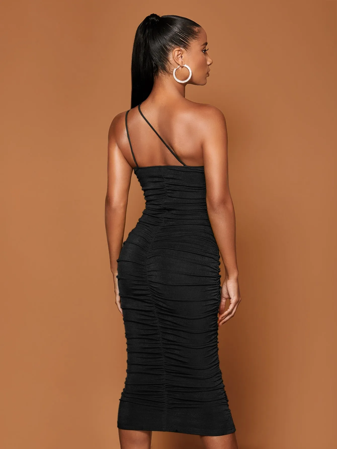 One Shoulder Ruched Bodycon Dress