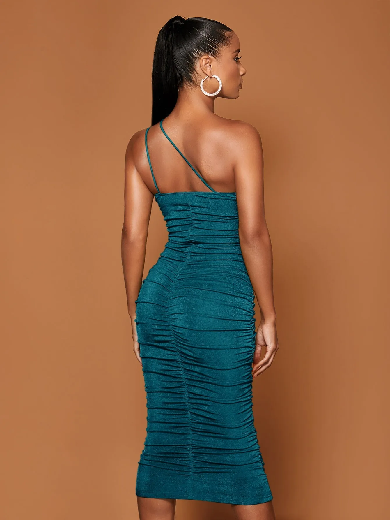 One Shoulder Ruched Bodycon Dress