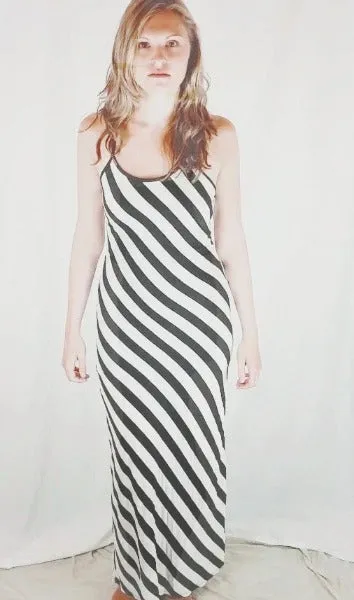 Open Back Striped Maxi Dress