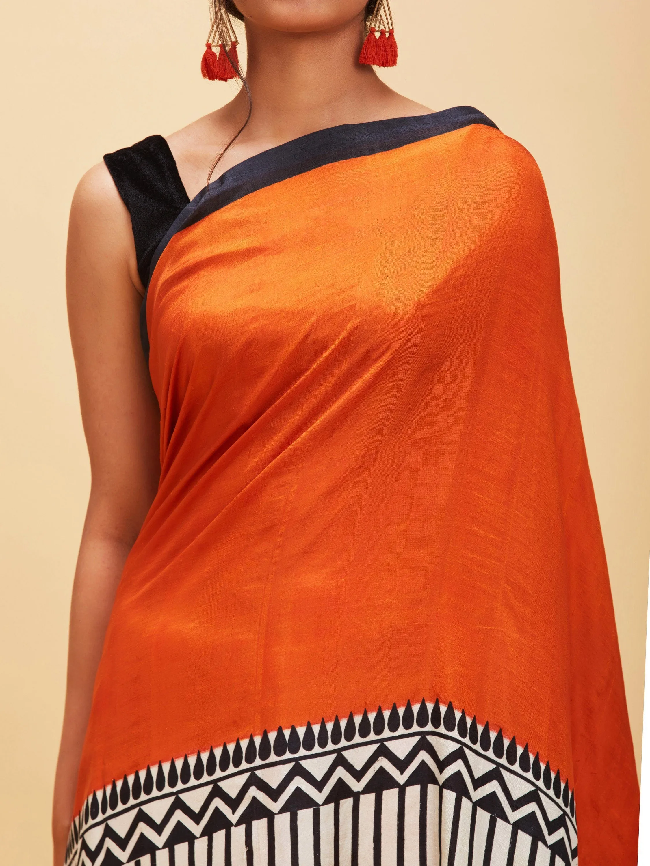 Orange Bishnupuri Silk Saree